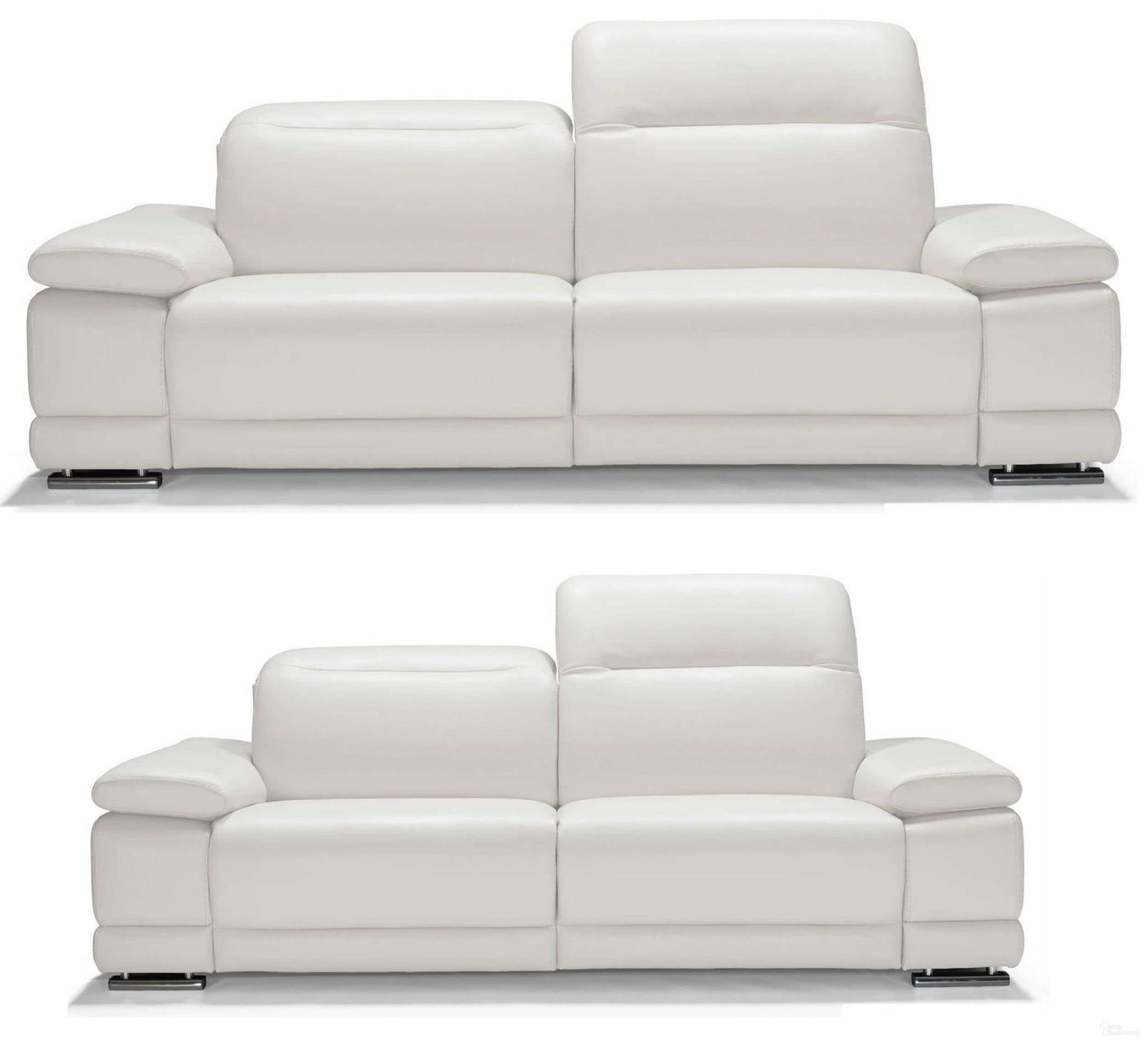 The appearance of Escape White Leather Power Reclining Living Room Set With Power headrest designed by Bellini Modern Living in the modern / contemporary interior design. This white piece of furniture  was selected by 1StopBedrooms from Escape Collection to add a touch of cosiness and style into your home. Sku: Escape S WHT;Escape LS WHT. Material: Leather.