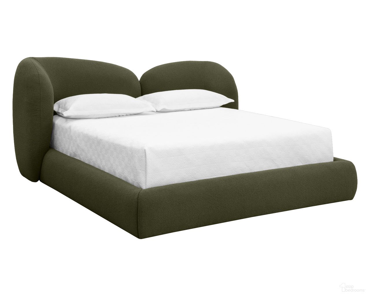 Esme King Platform Bed In Olive and Black