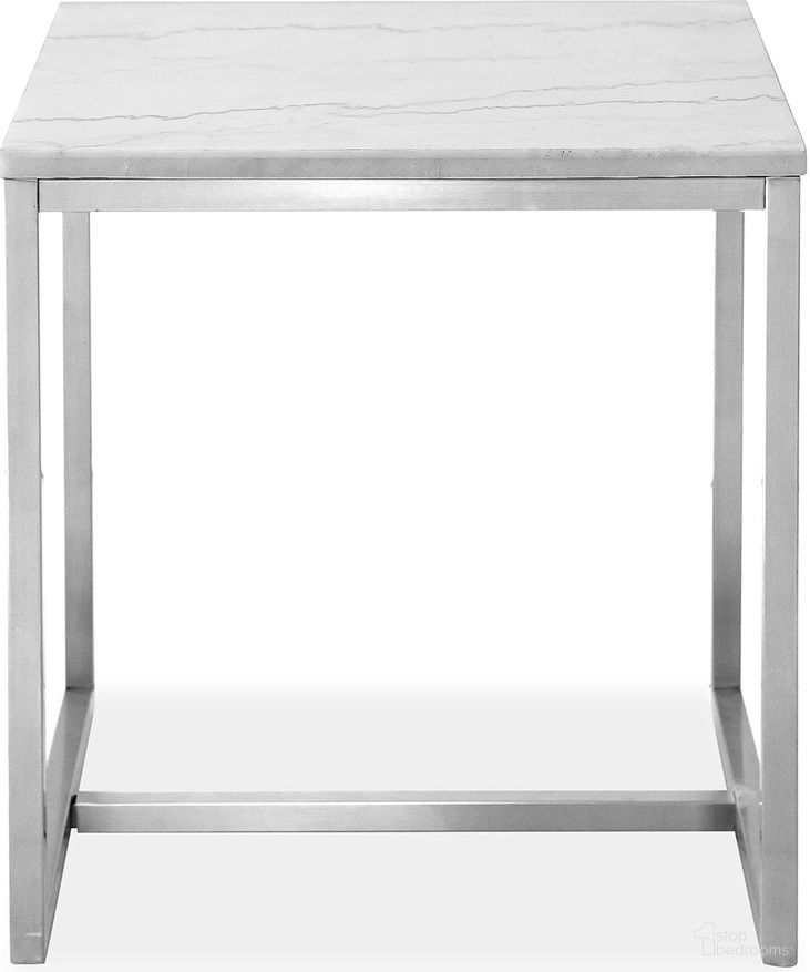 The appearance of Esme Rectangular End Table In White Marble and Brushed Nickel designed by Magnussen in the transitional interior design. This white marble and brushed nickel piece of furniture  was selected by 1StopBedrooms from Esme Collection to add a touch of cosiness and style into your home. Sku: T5763-03. Material: Stone.