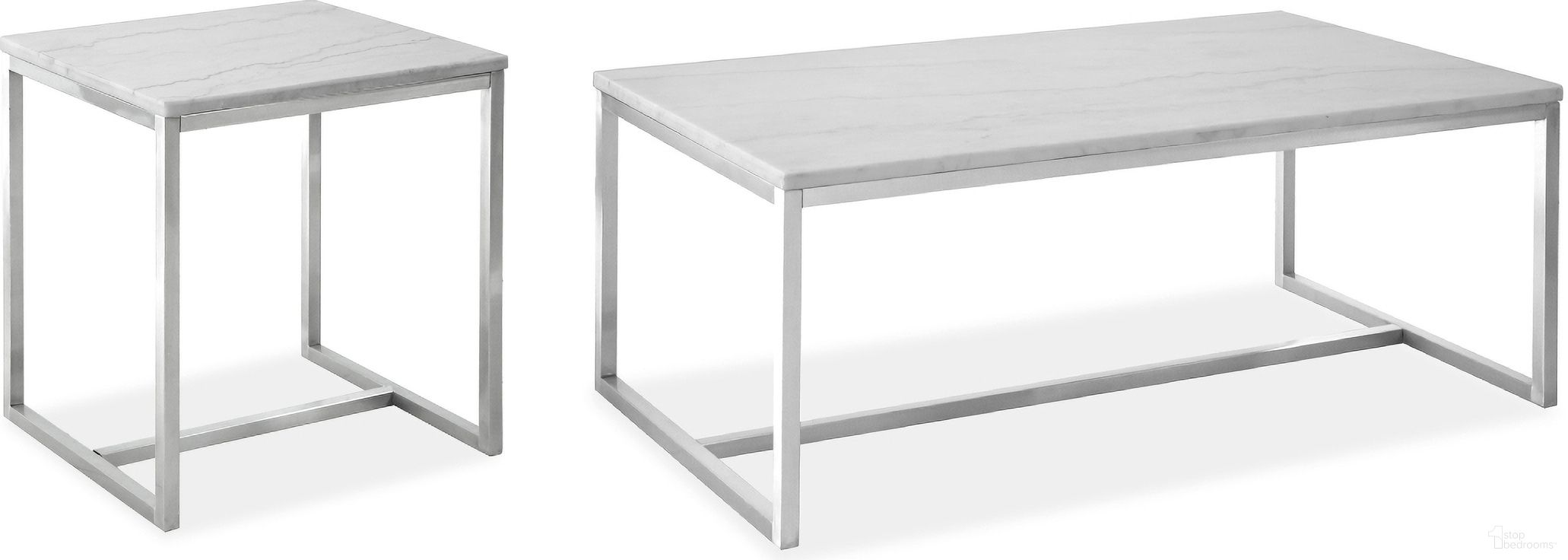 The appearance of Esme Rectangular Occasional Table Set In White Marble and Brushed Nickel designed by Magnussen in the transitional interior design. This white marble and brushed nickel piece of furniture  was selected by 1StopBedrooms from Esme Collection to add a touch of cosiness and style into your home. Sku: T5763-43;T5763-03. Material: Stainless Steel.
