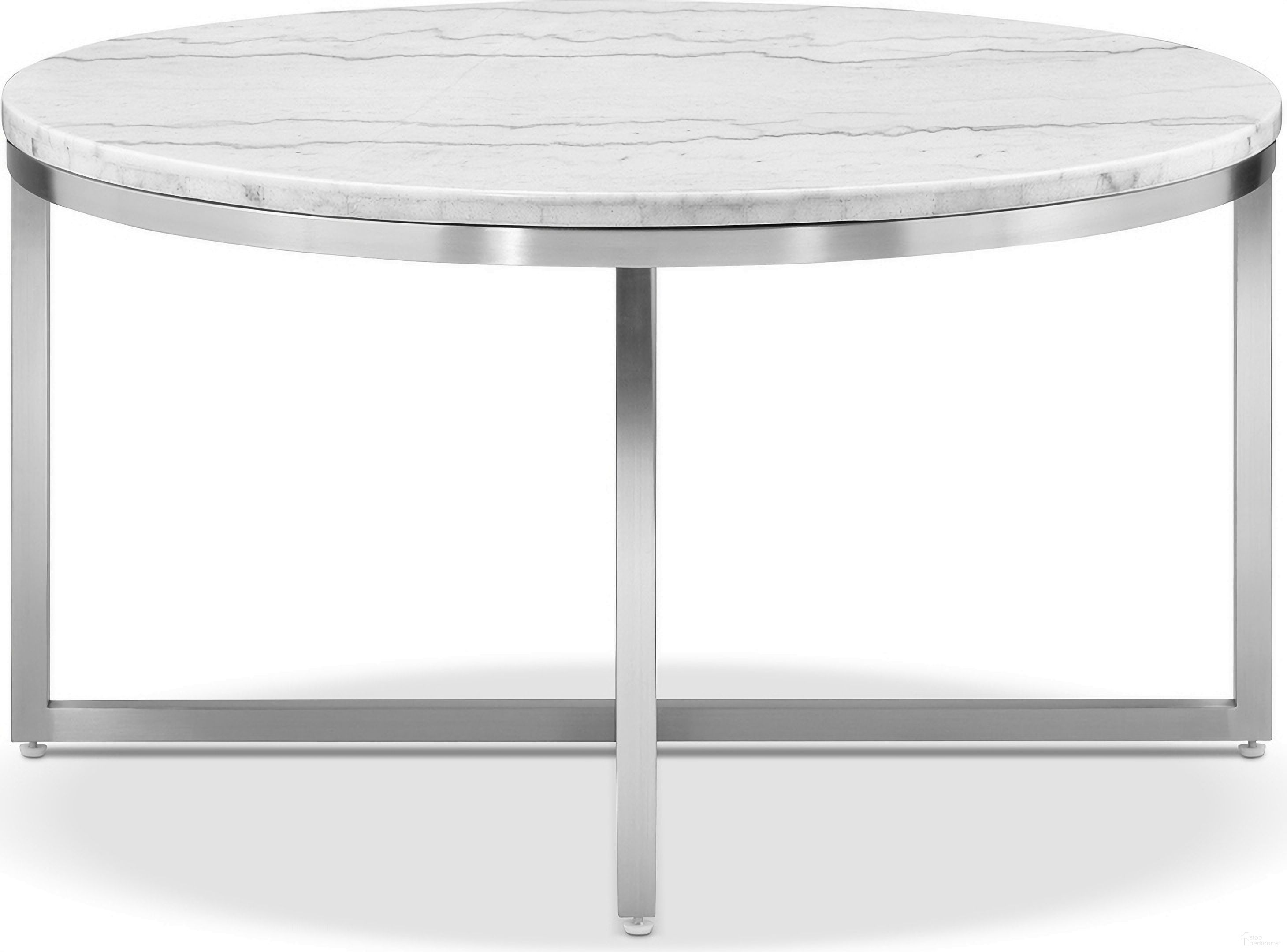 Esme Round Cocktail Table In White Marble by Magnussen 1StopBedrooms