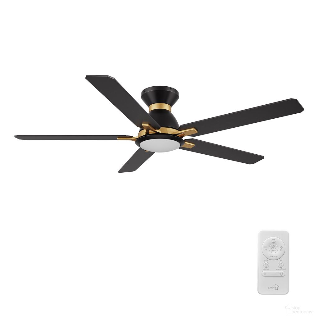 Espear 52 Inch 5-Blade Flush Mount Smart Ceiling Fan with LED Light and Remote In Gold and Black