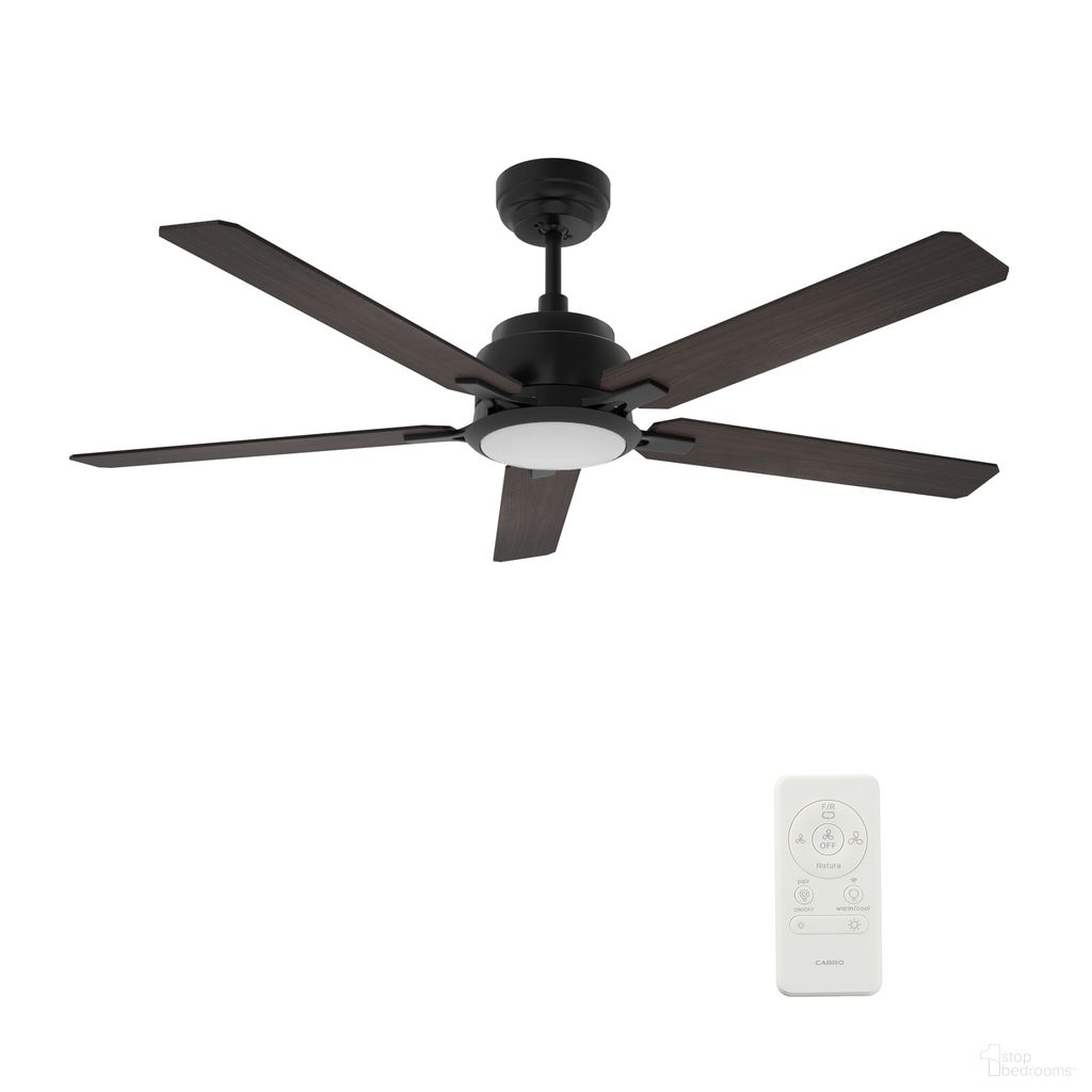 Espear 52 Inch 5-Blade Flush Mount Smart Ceiling Fan with LED Light and Remote In Walnut and Black