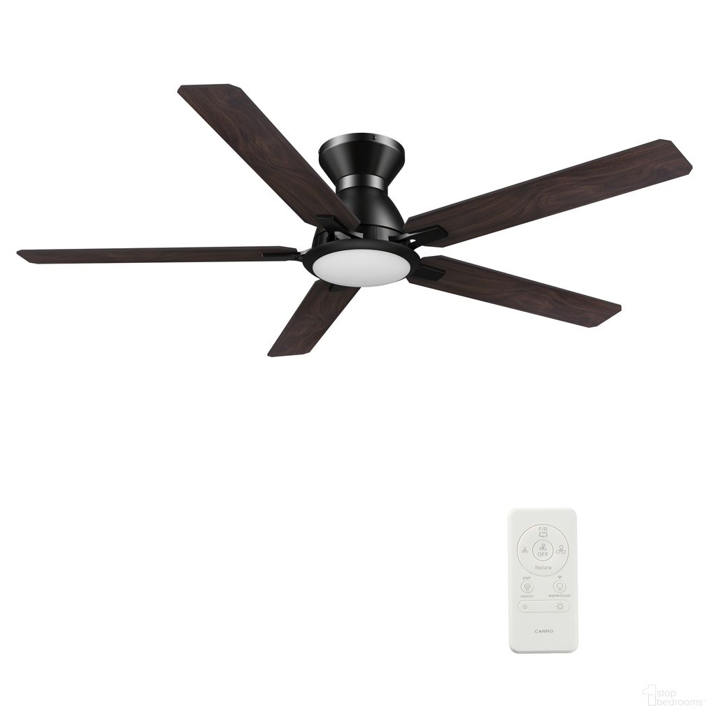 Espear 52 Inch 5-Blade Flush Mount Smart Ceiling Fan with LED Light and Remote In Walnut and Black