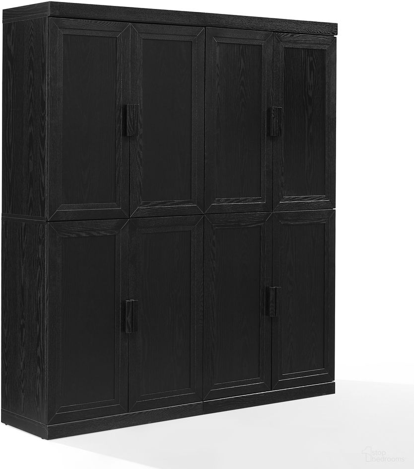 Essen 2 Piece Kitchen Pantry Storage Cabinet Set In Black