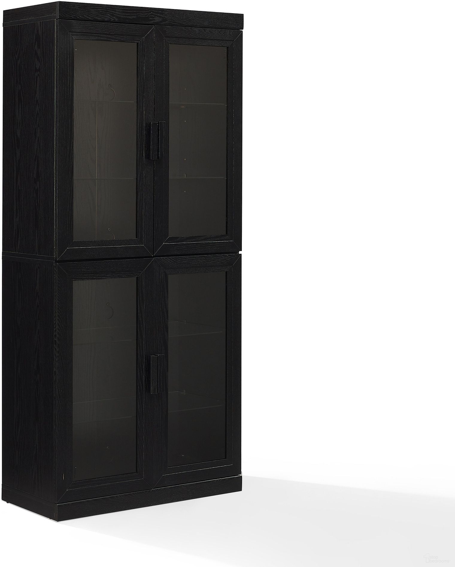 Essen Glass Door Kitchen Pantry Storage Cabinet In Black