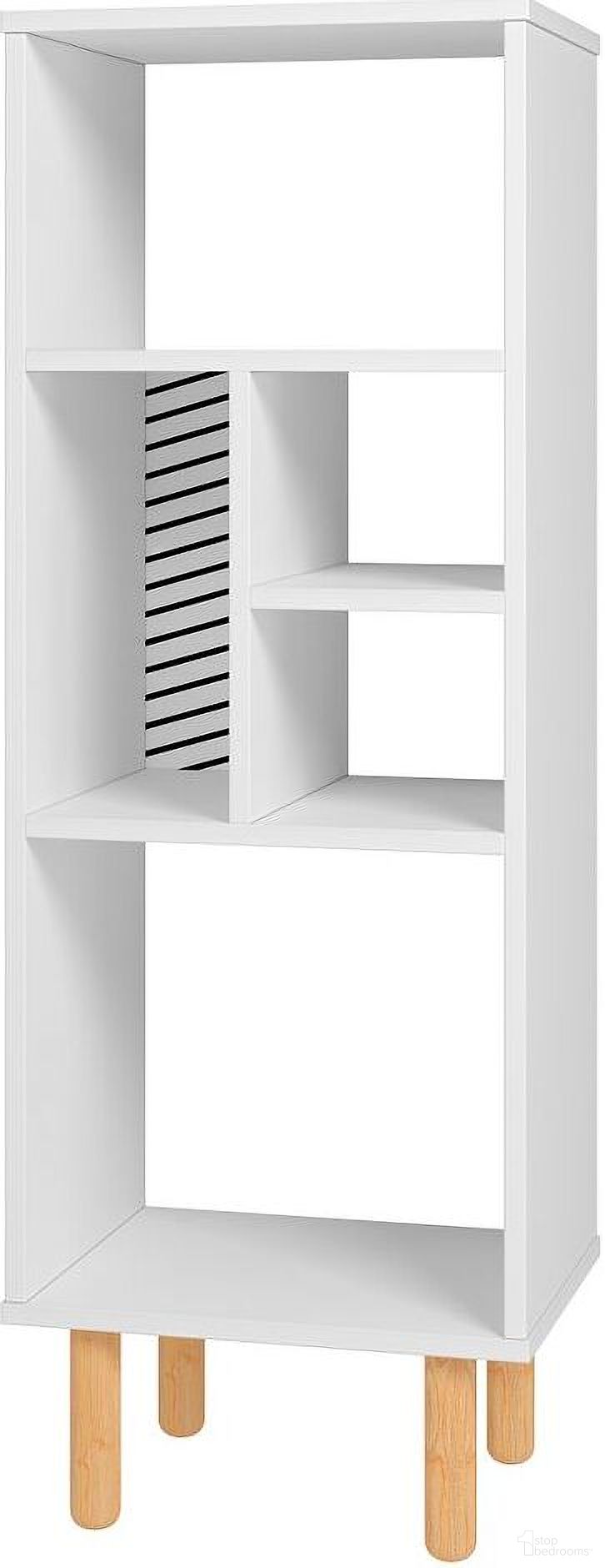 The appearance of Essex 42.51 Bookcase With 5 Shelves In White And Zebra designed by Manhattan Comfort in the transitional interior design. This white piece of furniture  was selected by 1StopBedrooms from Essex Collection to add a touch of cosiness and style into your home. Sku: 411AMC176. Material: MDF.
