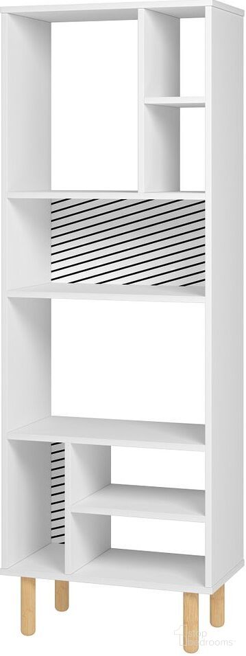 The appearance of Essex 60.23 Decor Bookcase With 8 Shelves In White And Zebra designed by Manhattan Comfort in the transitional interior design. This white piece of furniture  was selected by 1StopBedrooms from Essex Collection to add a touch of cosiness and style into your home. Sku: 410AMC176. Material: MDF.