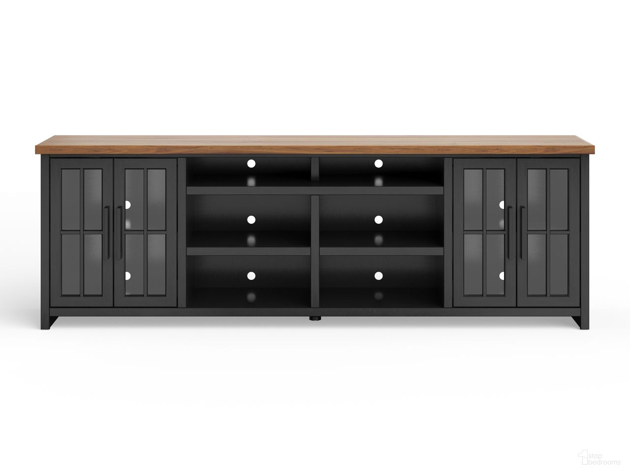 The appearance of Essex 96 Inch TV Stand Console In Black and Whiskey designed by Legends Home in the country / farmhouse interior design. This black/whiskey piece of furniture  was selected by 1StopBedrooms from Essex Collection to add a touch of cosiness and style into your home. Sku: ES1211E.SWK. Material: Poplar Solid.
