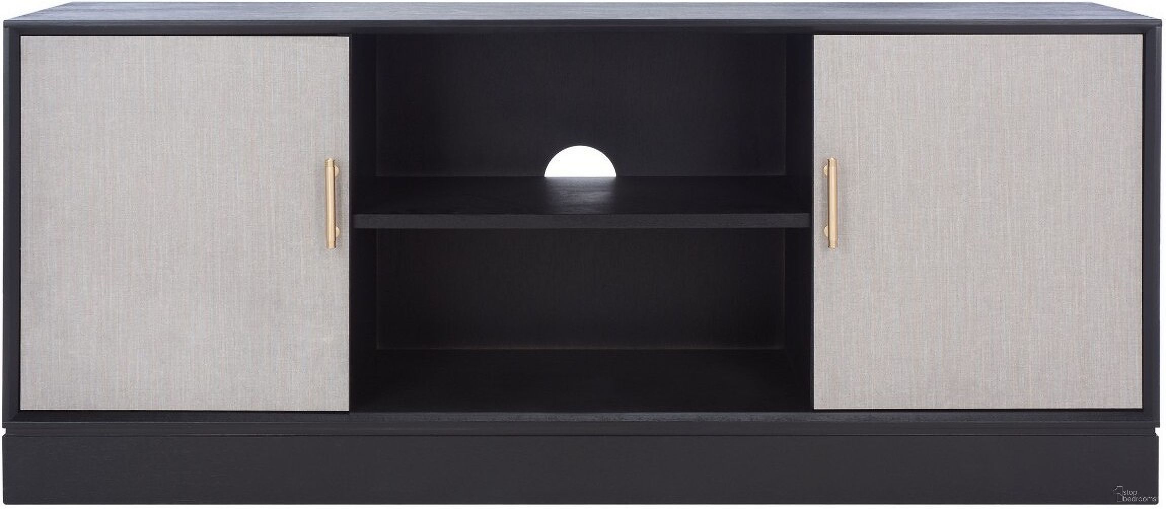 The appearance of Estella 2Dr 1 Shelf Media Stand in Black designed by Safavieh in the modern / contemporary interior design. This black piece of furniture  was selected by 1StopBedrooms from Estella Collection to add a touch of cosiness and style into your home. Sku: MED5711B. Material: Wood.
