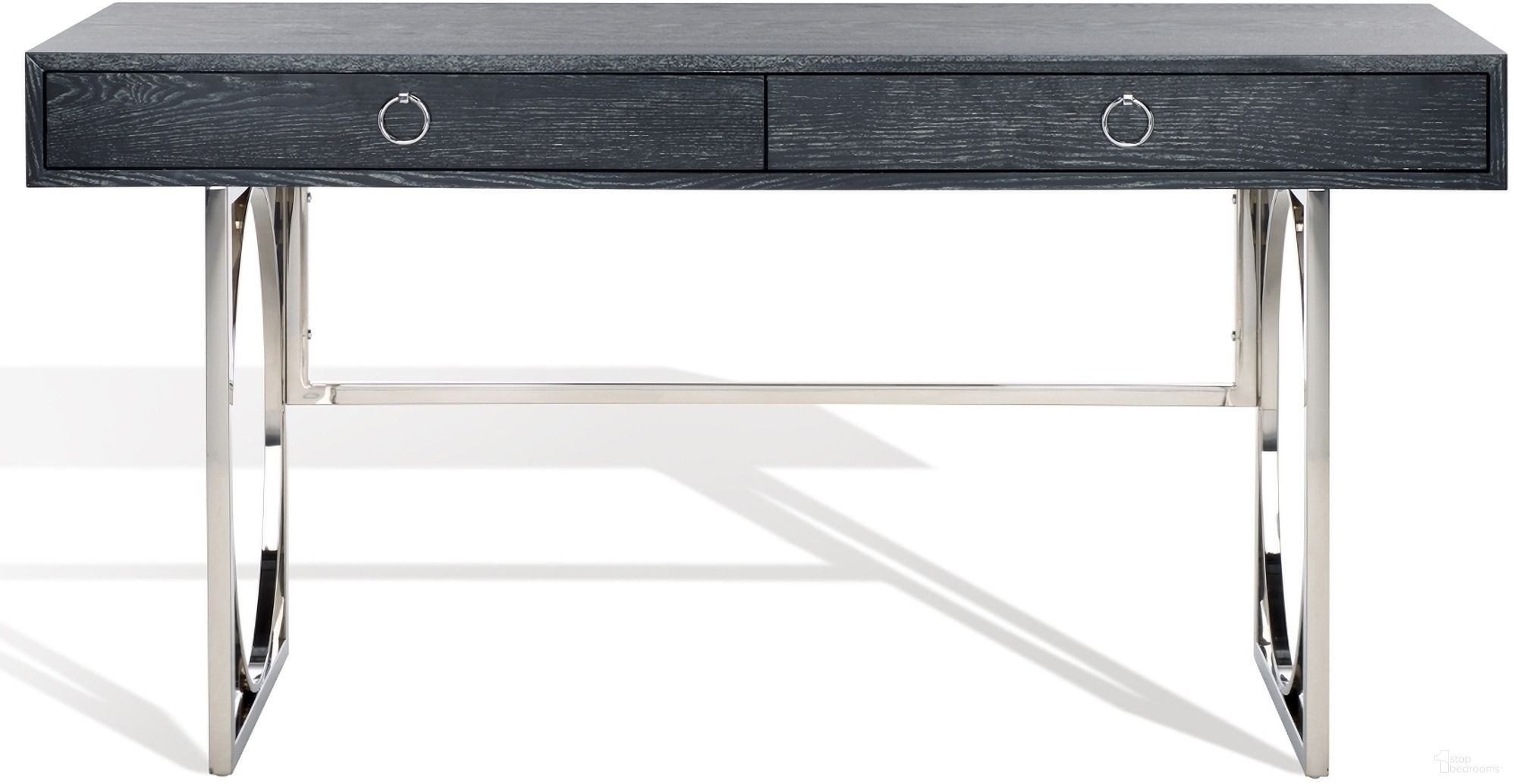 The appearance of Estella Modern Desk In Black Cerused Oak and Silver designed by Safavieh Couture in the modern / contemporary interior design. This black cerused oak and silver piece of furniture was selected by 1StopBedrooms from Estella Collection to add a touch of cosiness and style into your home. Sku: SFV3588A. Material: MDF.