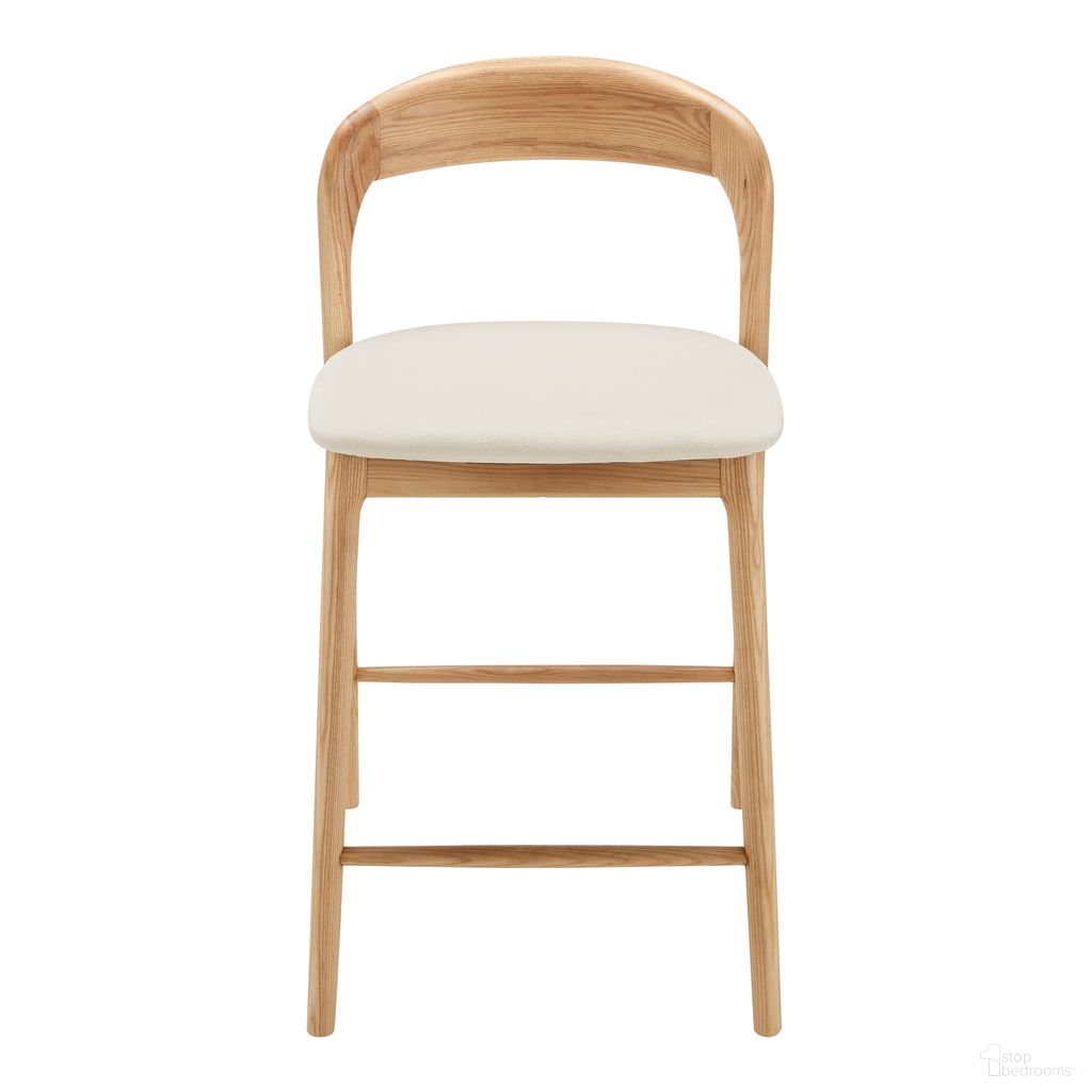 Estelle Counter Stool In White and Natural