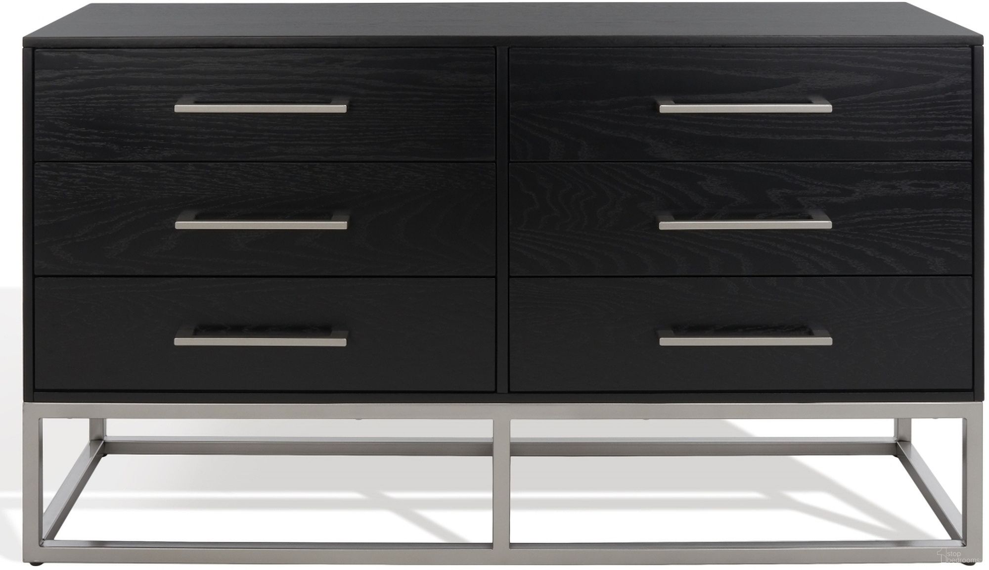 The appearance of Estelle Dresser In Black and Silver designed by Safavieh Couture in the modern / contemporary interior design. This black piece of furniture was selected by 1StopBedrooms from Estelle Collection to add a touch of cosiness and style into your home. Sku: SFV2105F. Material: Wood.