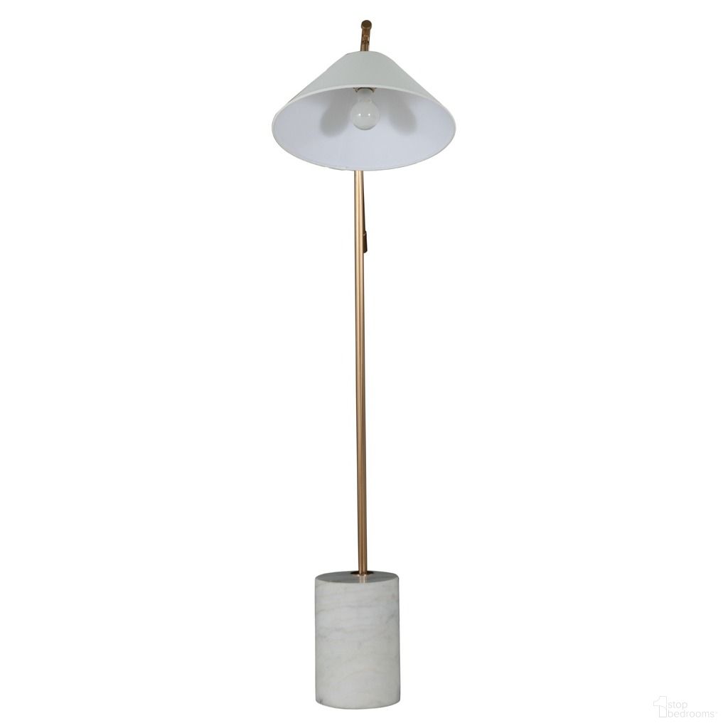 Estelle Floor Lamp In White and Brass
