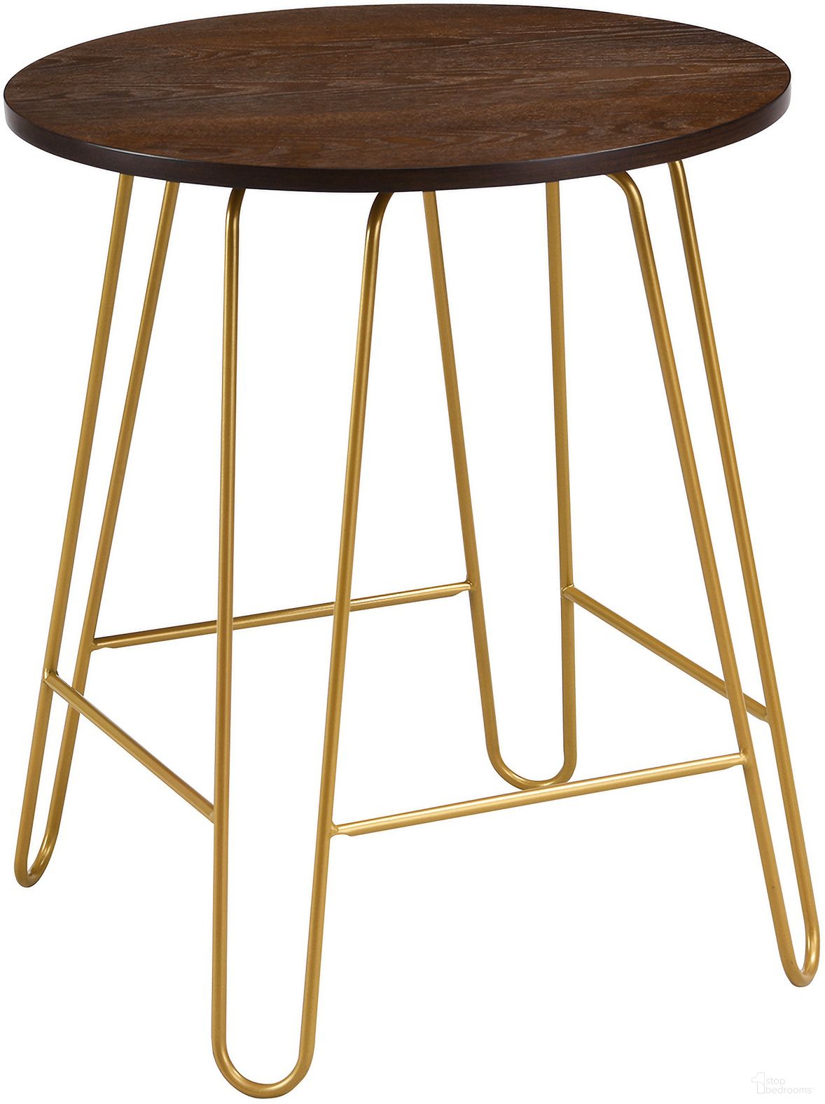 Ethan 20 Inch Side Table In Elm and Gold