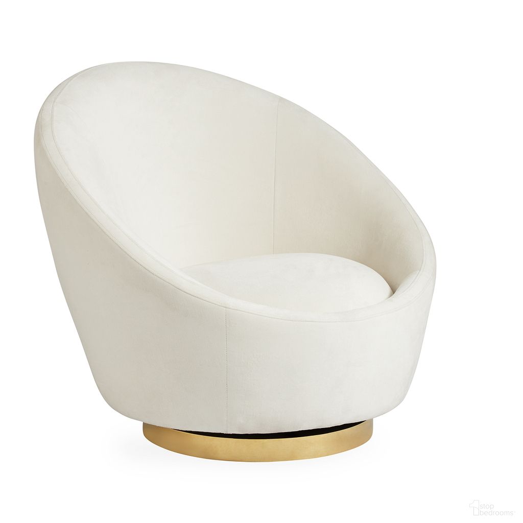 The appearance of Ether Swivel Chair In Bergamo Snow designed by Jonathan Adler in the modern / contemporary interior design. This bergamo snow piece of furniture was selected by 1StopBedrooms from Ether Collection to add a touch of cosiness and style into your home. Sku: 26668. Material: Brass.
