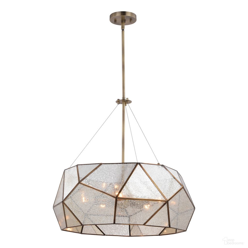 The appearance of Euclid 24 Inch 5 Light Pendant In Aged Brass designed by Vaxcel in the transitional interior design. This aged brass piece of furniture was selected by 1StopBedrooms from Euclid Collection to add a touch of cosiness and style into your home. Sku: P0318. Material: Glass.