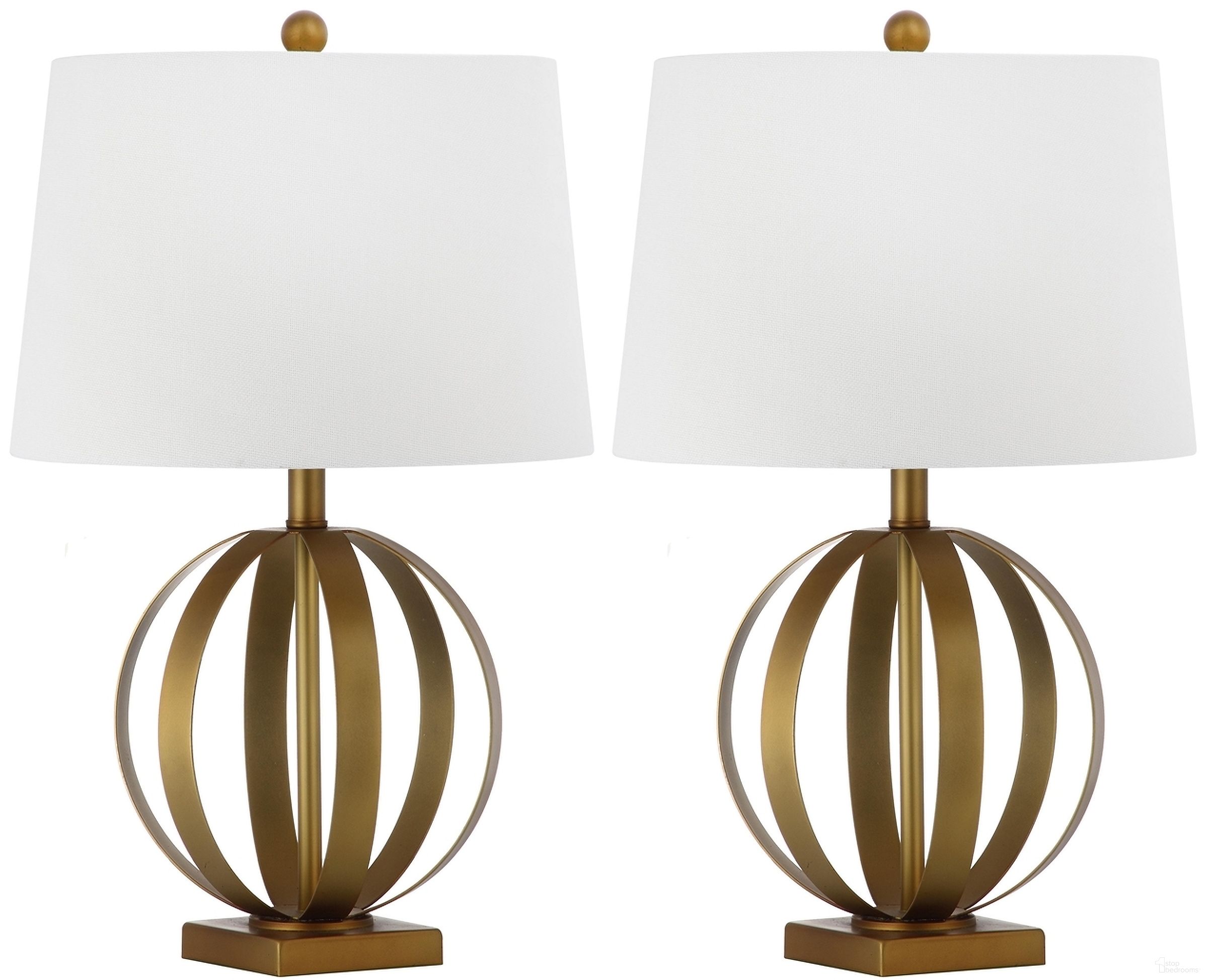 The appearance of Euginia Gold and Off-White 24.5 Inch Sphere Table Lamp Set of 2 designed by Safavieh in the transitional interior design. This gold piece of furniture  was selected by 1StopBedrooms from Safavieh LIT Collection to add a touch of cosiness and style into your home. Sku: LIT4310A-SET2. Material: Iron.