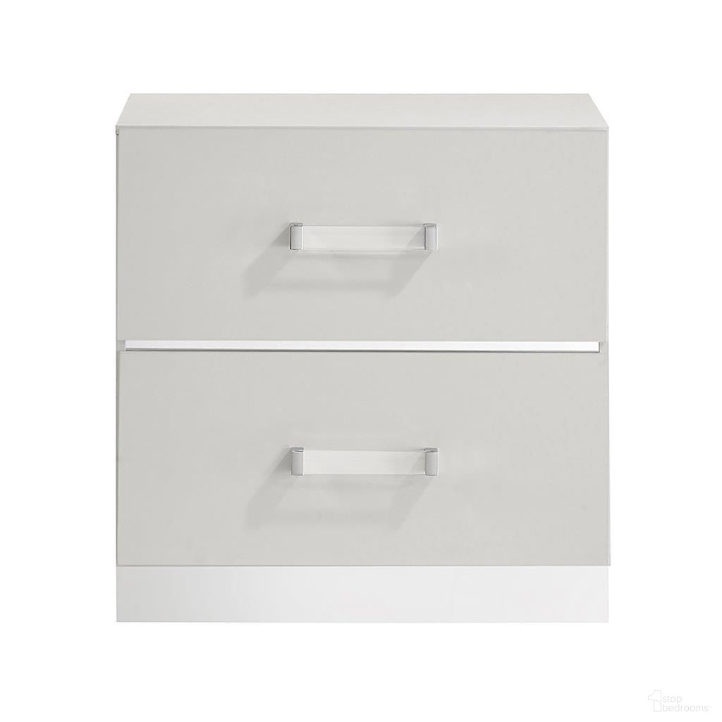 The appearance of Europa 2 Drawer Nightstand In White designed by New Classic in the glam interior design. This white piece of furniture  was selected by 1StopBedrooms from Europa Collection to add a touch of cosiness and style into your home. Sku: B1840-040. Material: Wood.