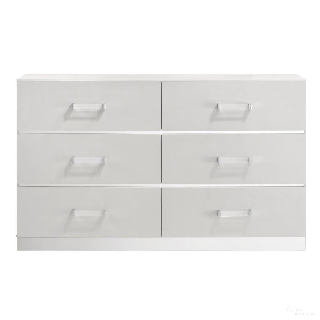 The appearance of Europa 6 Drawer Dresser In White designed by New Classic in the glam interior design. This white piece of furniture  was selected by 1StopBedrooms from Europa Collection to add a touch of cosiness and style into your home. Sku: B1840-050. Material: Wood.