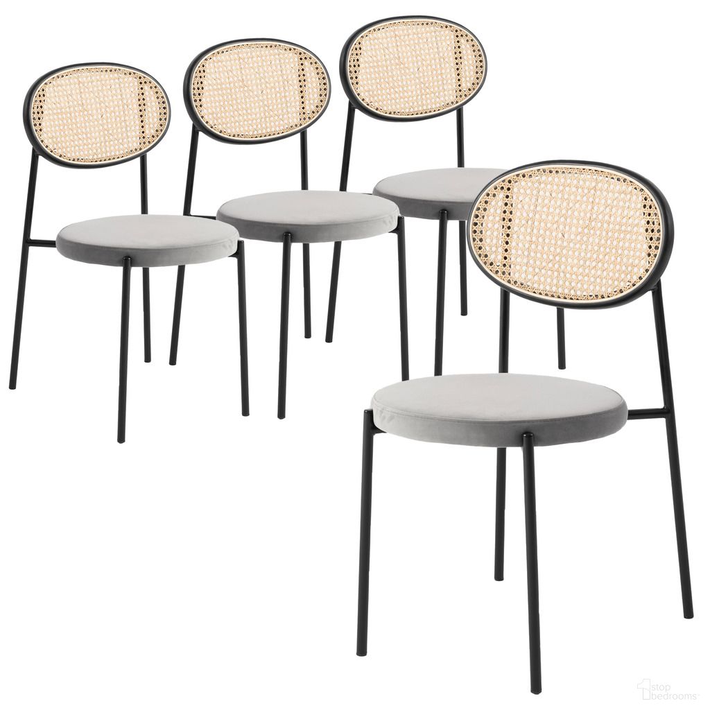 The appearance of Euston Modern Wicker Dining Chair Set of 4 with Velvet Round Seat In Grey designed by LeisureMod in the modern / contemporary interior design. This grey piece of furniture was selected by 1StopBedrooms from Euston Collection to add a touch of cosiness and style into your home. Sku: EC17GR4. Material: Wicker. Chair Type: Side Chair.