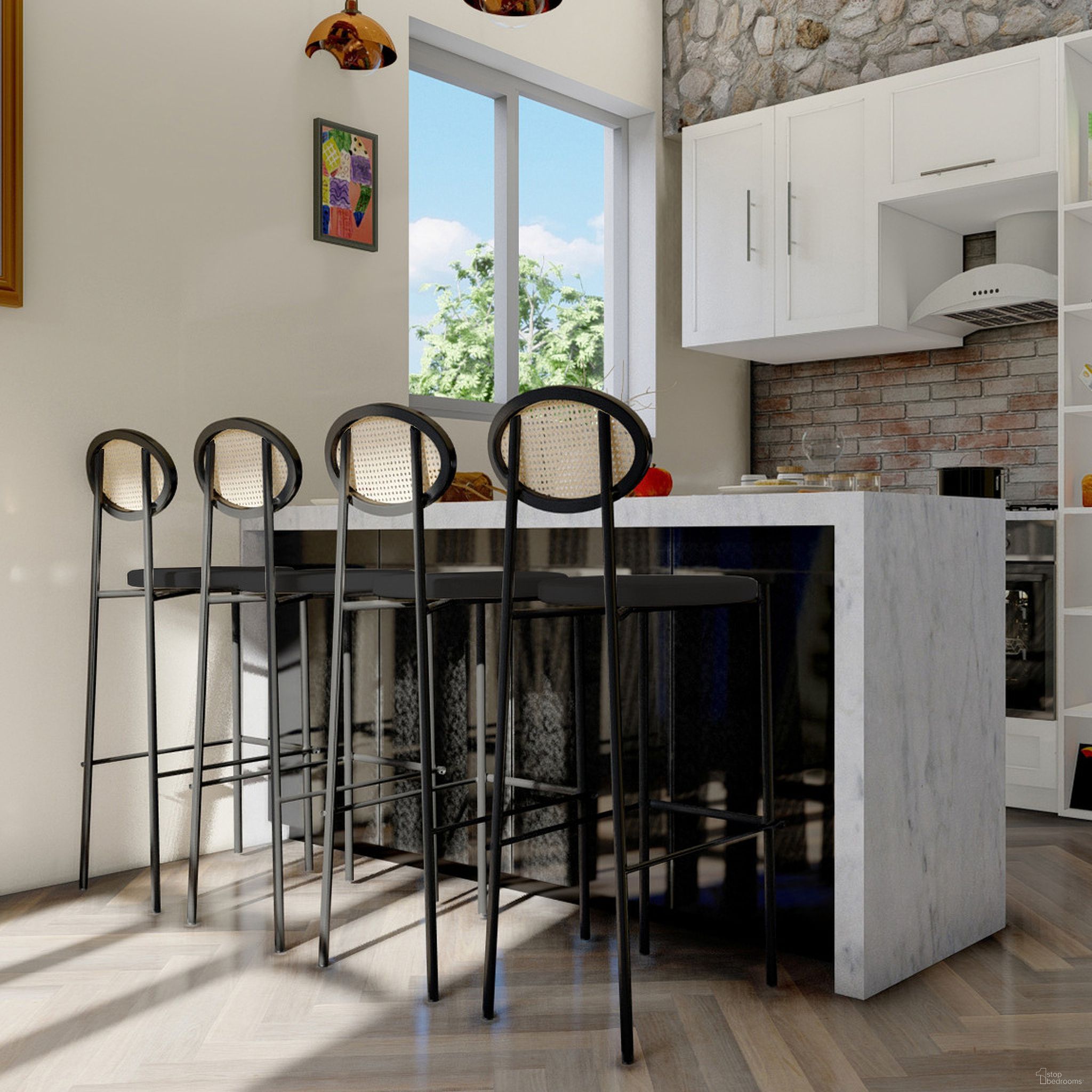 The appearance of Euston Wicker Barstool In Black designed by LeisureMod in the modern / contemporary interior design. This black piece of furniture was selected by 1StopBedrooms from Euston Collection to add a touch of cosiness and style into your home. Sku: EC29BL. Material: Wicker.