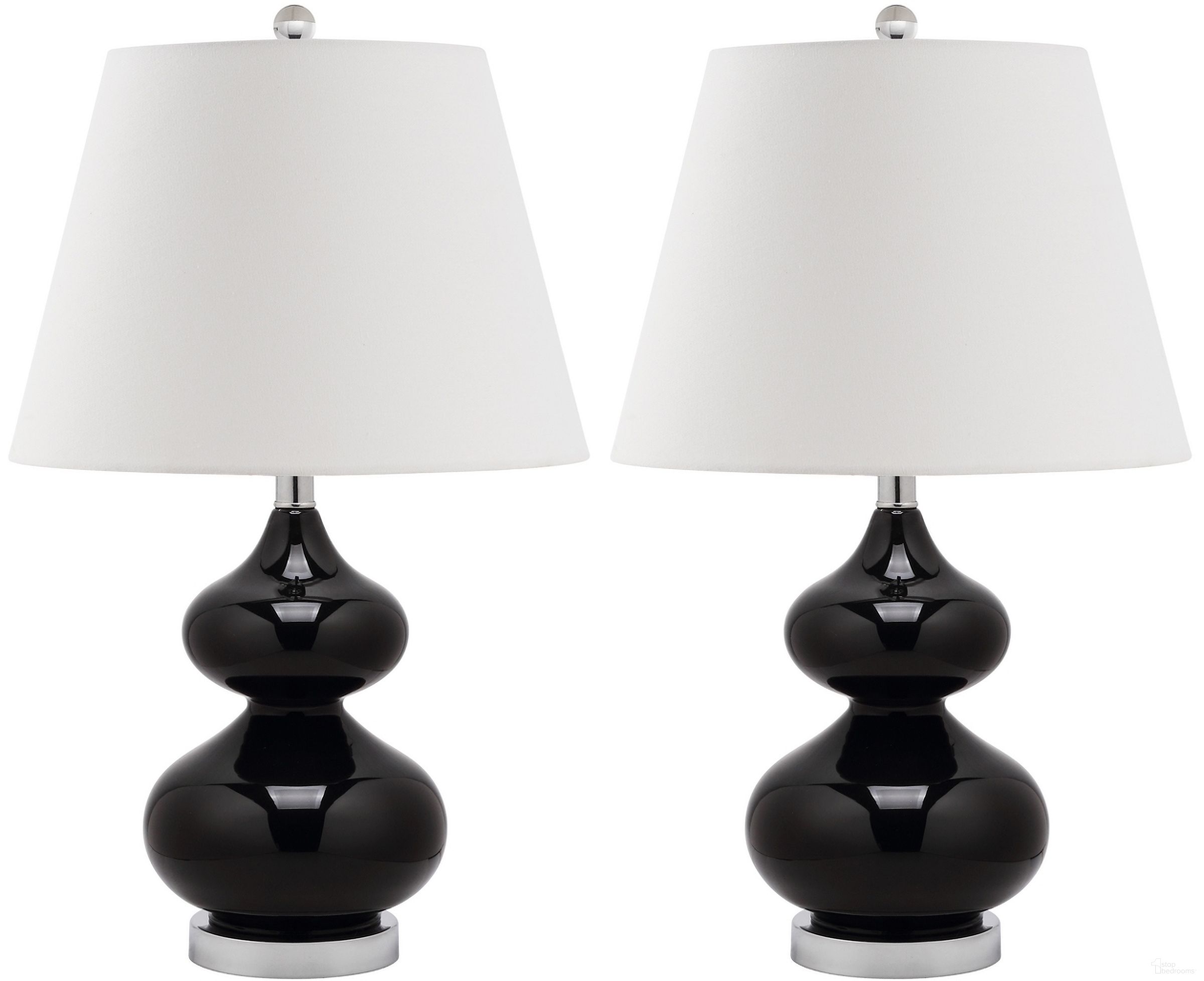 Eva Black and Off-White 24 Inch Double Gourd Glass Lamp Set of 2