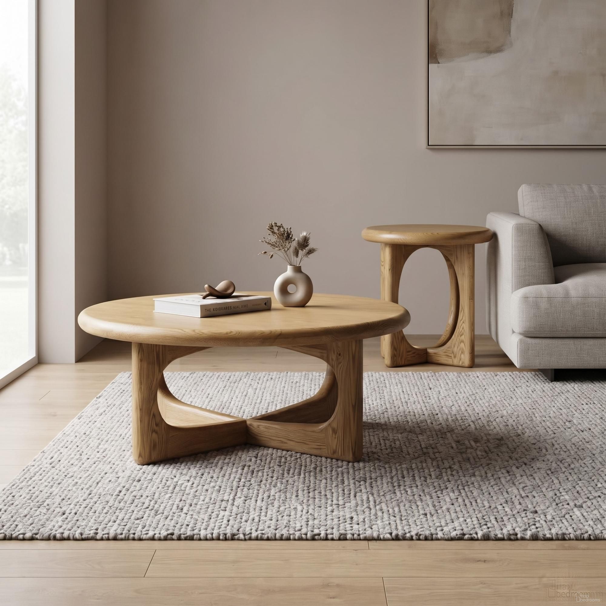 Eva Occasional Table Set In Natural Oak