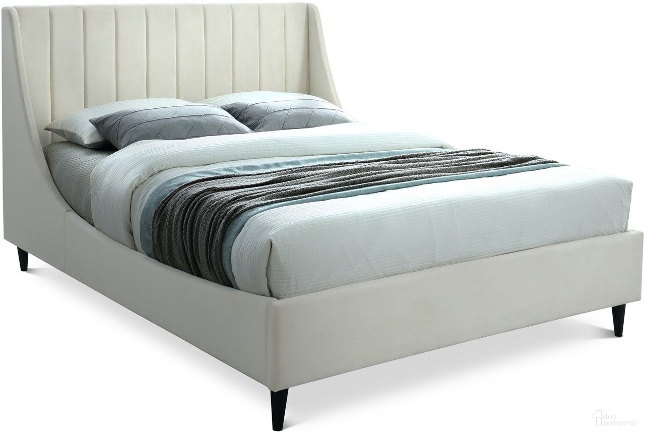 Eva Velvet Full Bed In Cream