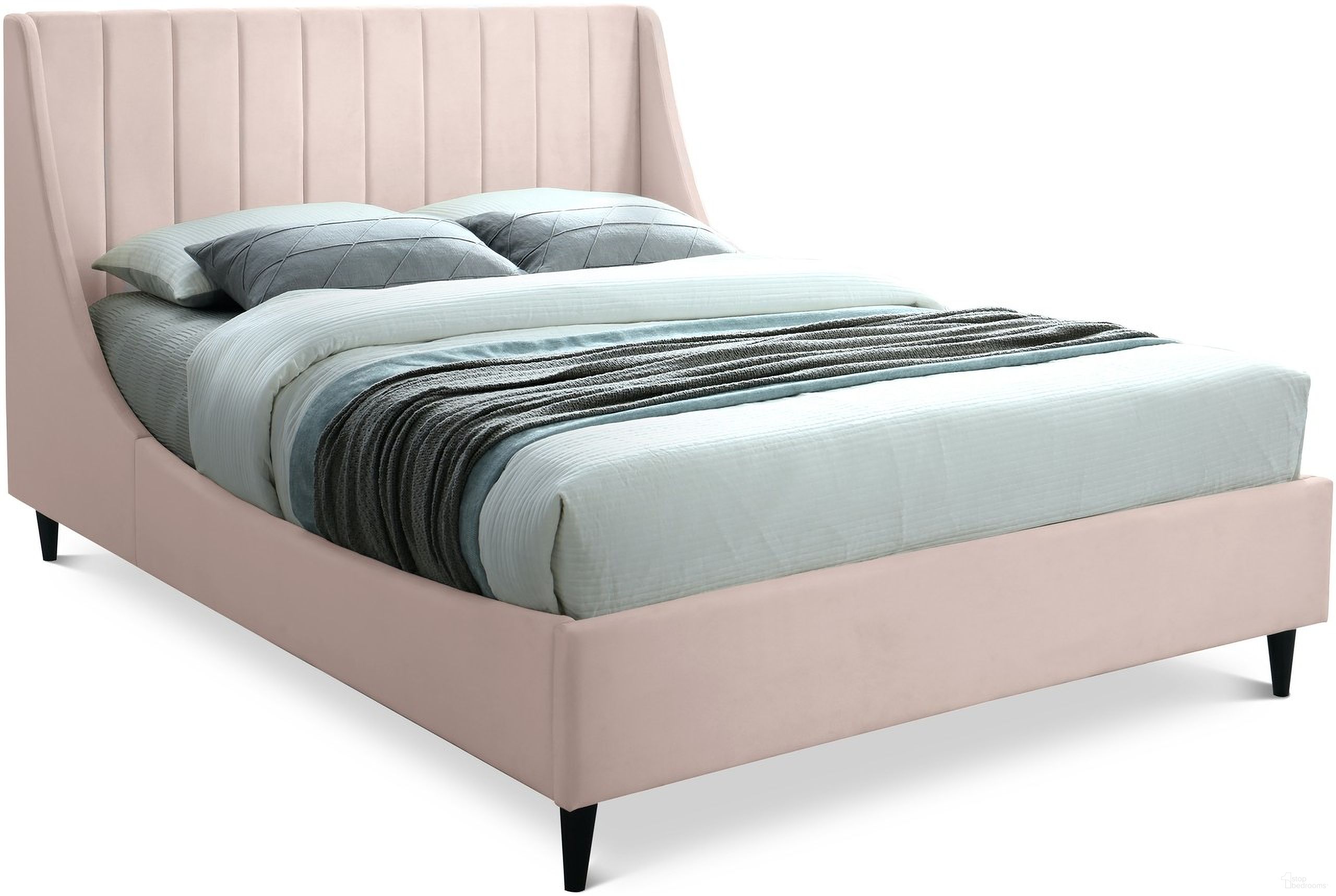 The appearance of Eva Velvet Full Bed In Pink designed by Meridian in the modern / contemporary interior design. This pink piece of furniture  was selected by 1StopBedrooms from Eva Collection to add a touch of cosiness and style into your home. Sku: EvaPink-F Box 1/2 (Headboard / Slats);EvaPink-F Box 2/2 (Footboard / Wings / Siderail / Legs). Bed Type: Panel Bed. Bed Size: Full. Material: Velvet.