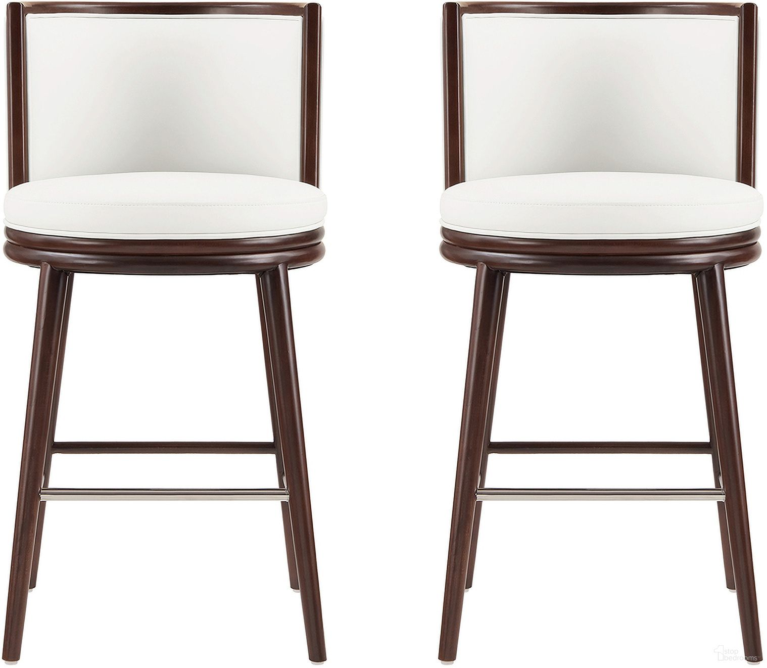 The appearance of Evalyn Barstool Set of 2 In White designed by Manhattan Comfort in the modern / contemporary interior design. This white piece of furniture  was selected by 1StopBedrooms from Evalyn Collection to add a touch of cosiness and style into your home. Sku: BS024-WH;BS024-WH. Material: Beech.