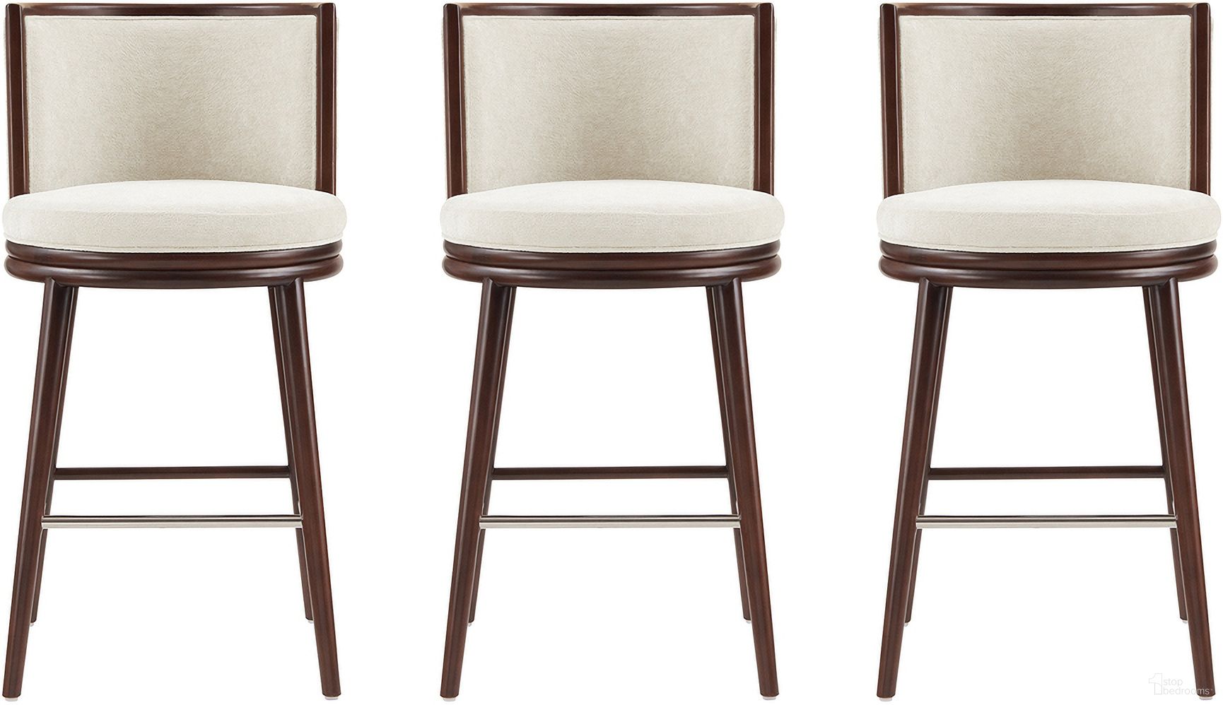 The appearance of Evalyn Barstool Set of 3 In Cream designed by Manhattan Comfort in the modern / contemporary interior design. This cream piece of furniture  was selected by 1StopBedrooms from Evalyn Collection to add a touch of cosiness and style into your home. Sku: BS024-CR;BS024-CR;BS024-CR. Material: Beech.
