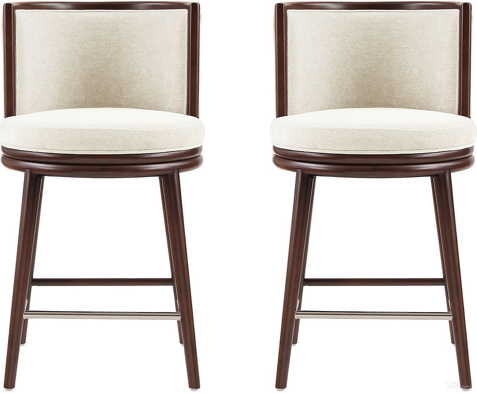 The appearance of Evalyn Counter Stool Set of 2 In Cream designed by Manhattan Comfort in the modern / contemporary interior design. This cream piece of furniture  was selected by 1StopBedrooms from Evalyn Collection to add a touch of cosiness and style into your home. Sku: CS021-CR;CS021-CR. Material: Beech.