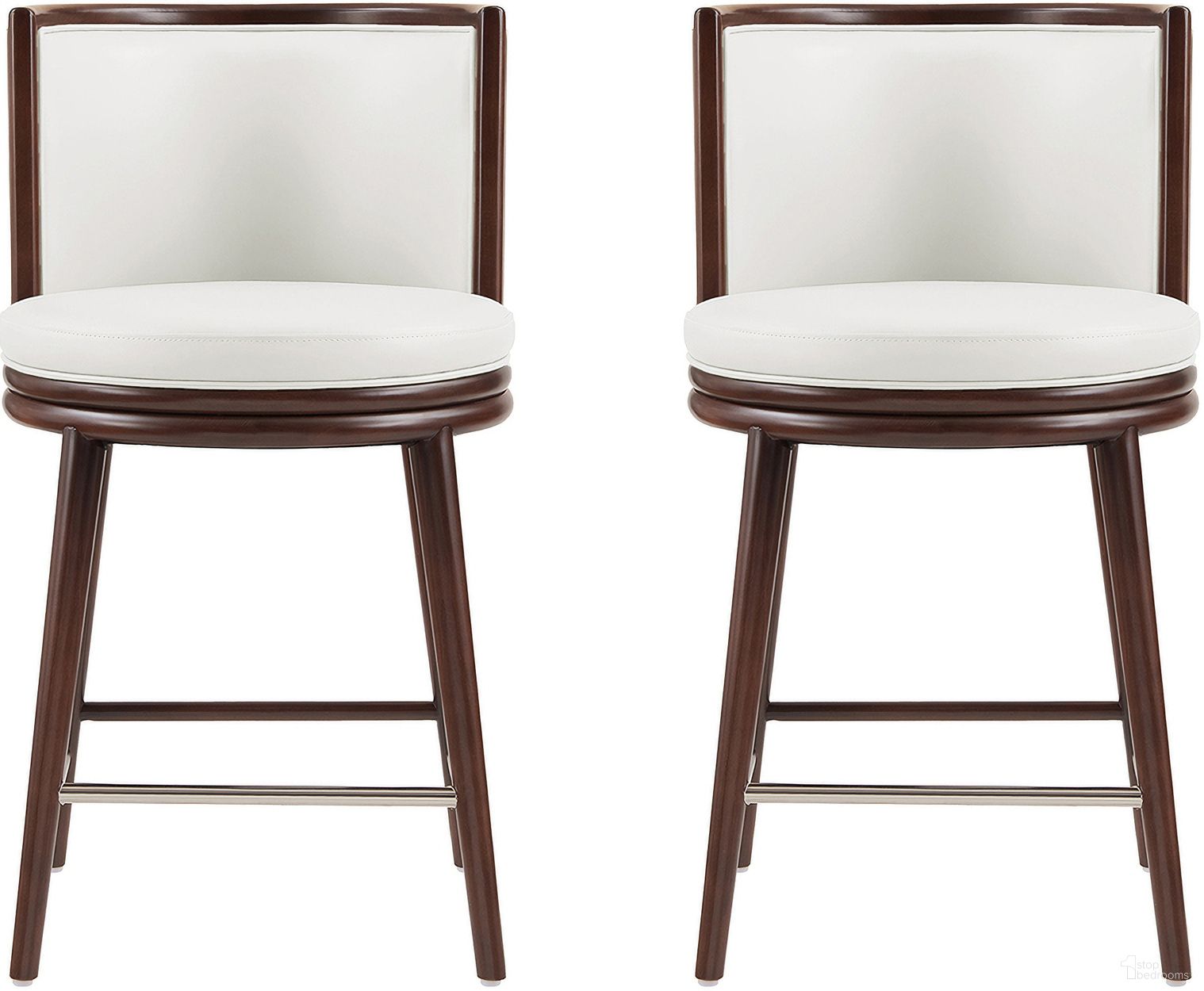 The appearance of Evalyn Counter Stool Set of 2 In White designed by Manhattan Comfort in the modern / contemporary interior design. This white piece of furniture  was selected by 1StopBedrooms from Evalyn Collection to add a touch of cosiness and style into your home. Sku: CS021-WH;CS021-WH. Material: Beech.