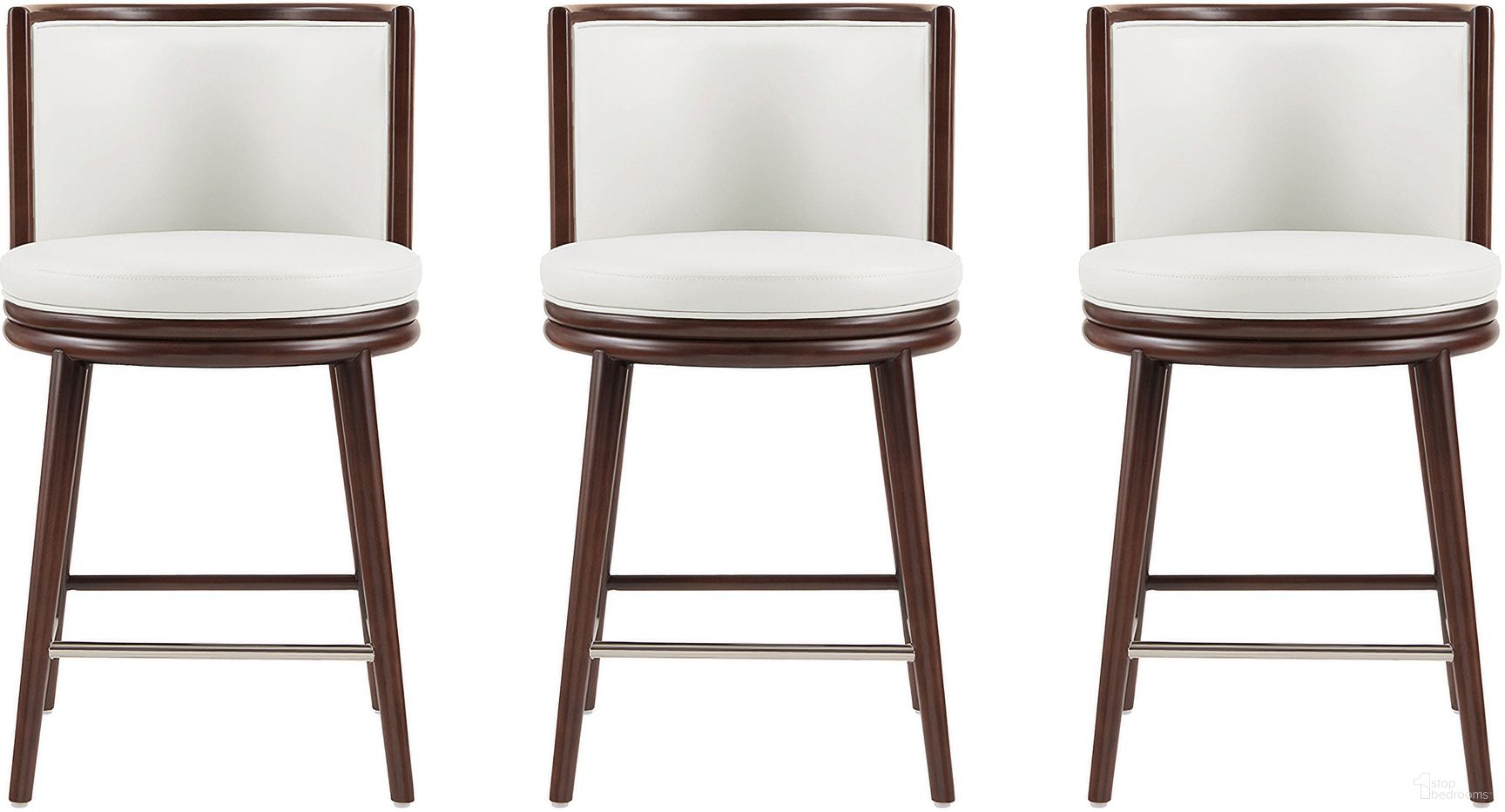 The appearance of Evalyn Counter Stool Set of 3 In White designed by Manhattan Comfort in the modern / contemporary interior design. This white piece of furniture  was selected by 1StopBedrooms from Evalyn Collection to add a touch of cosiness and style into your home. Sku: CS021-WH;CS021-WH;CS021-WH. Material: Beech.