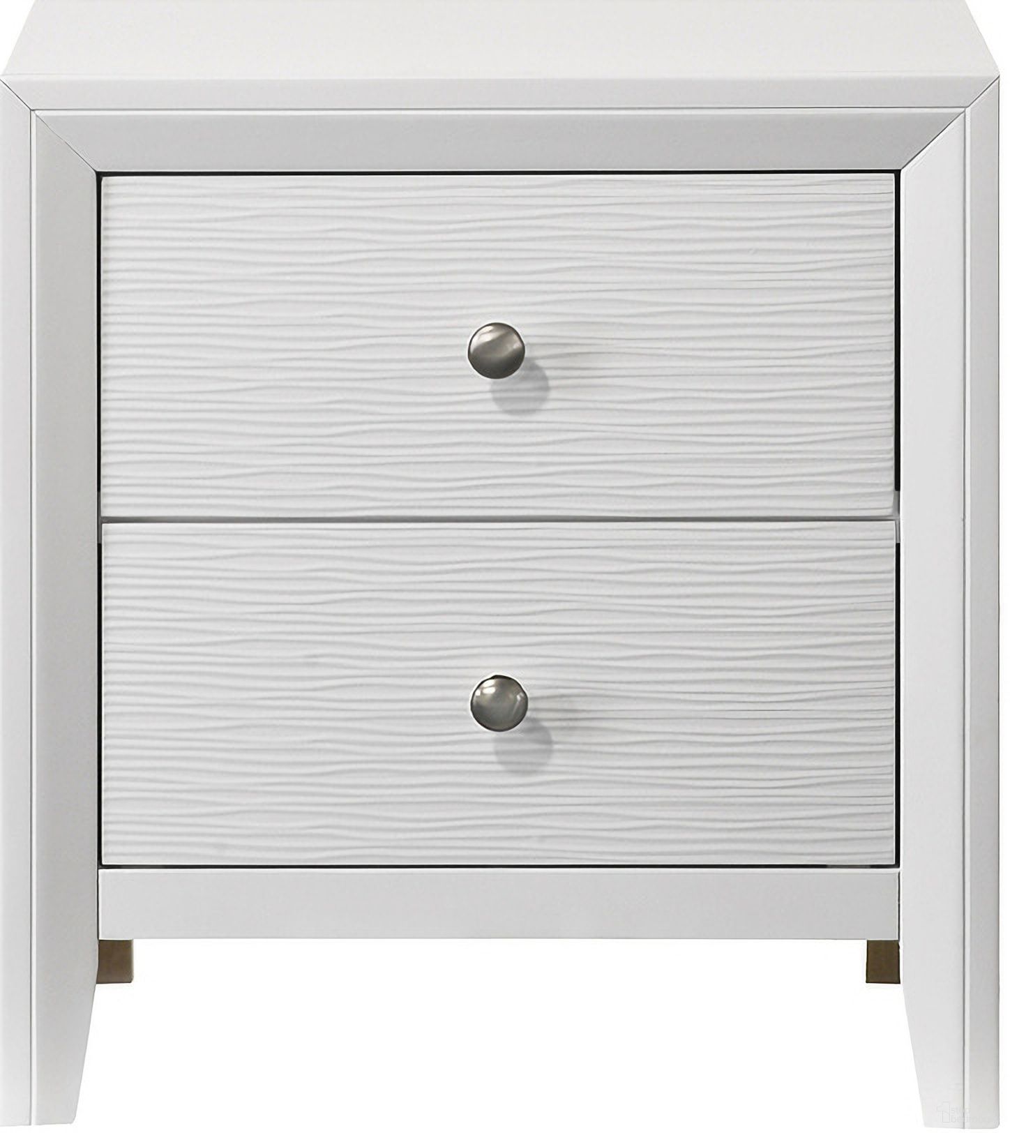 The appearance of Evan Night Stand In White designed by Crown Mark in the modern / contemporary interior design. This white piece of furniture  was selected by 1StopBedrooms from Evan Collection to add a touch of cosiness and style into your home. Sku: B4710-2. Material: MDF.