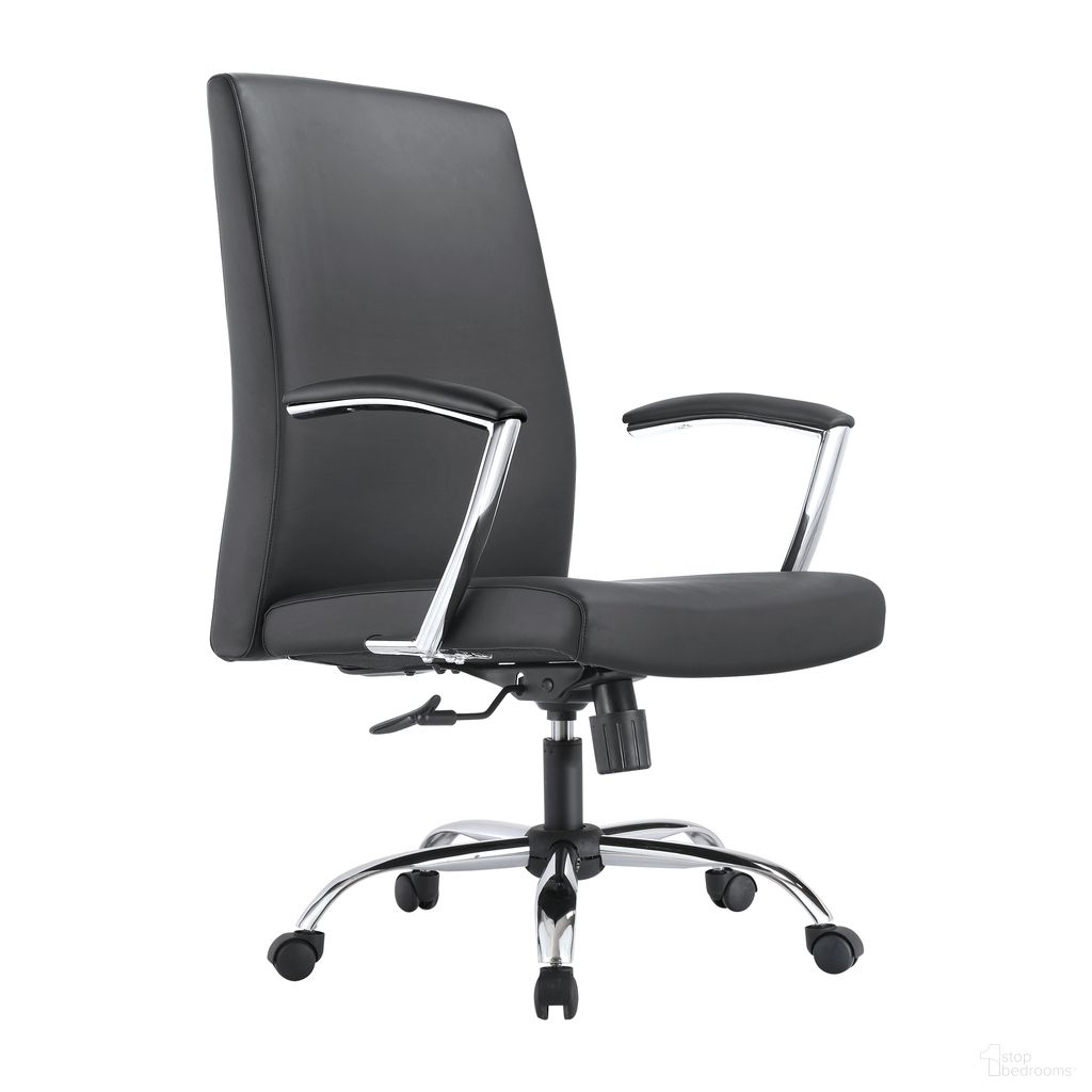 The appearance of Evander Leather Office Chair In Black designed by LeisureMod in the modern / contemporary interior design. This black piece of furniture was selected by 1StopBedrooms from Evander Collection to add a touch of cosiness and style into your home. Sku: EO20BLL. Material: Faux Leather.