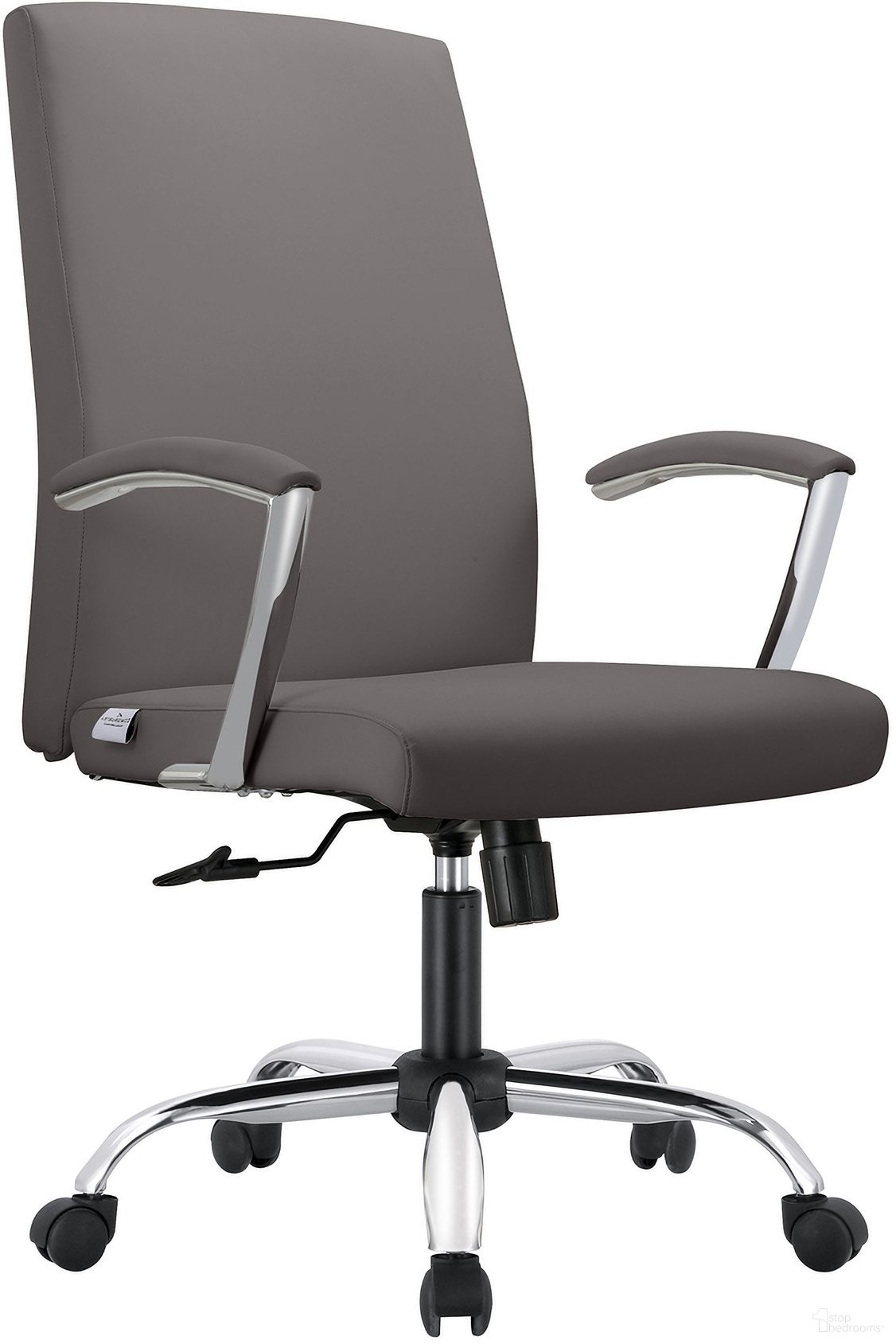 The appearance of Evander Leather Office Chair In Grey designed by LeisureMod in the modern / contemporary interior design. This grey piece of furniture  was selected by 1StopBedrooms from Evander Collection to add a touch of cosiness and style into your home. Sku: EO20GRL. Material: Faux Leather.