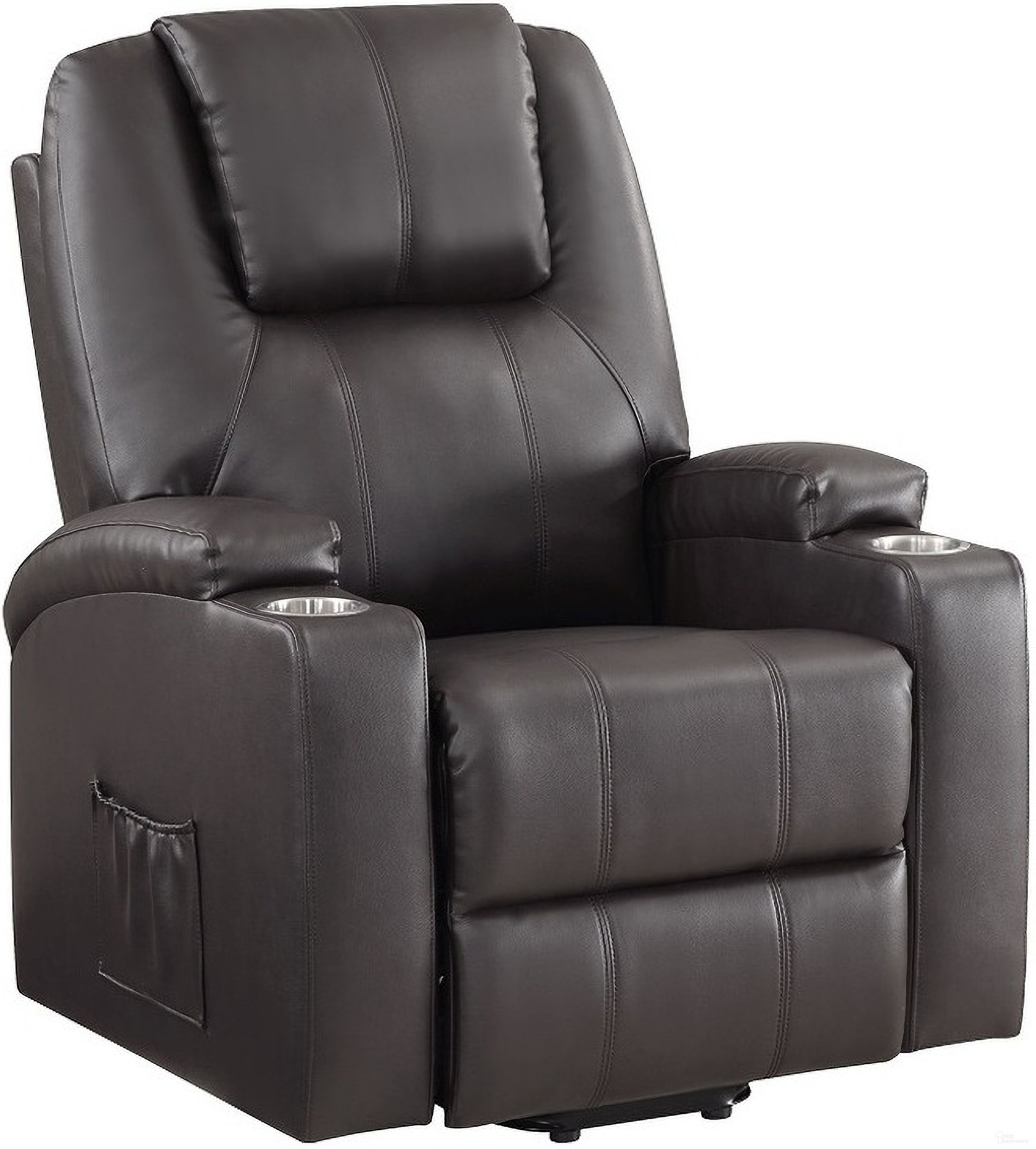 The appearance of Evander Power Lift Recliner In Brown Leather Aire designed by ACME in the transitional interior design. This brown piece of furniture was selected by 1StopBedrooms from Evander Collection to add a touch of cosiness and style into your home. Sku: LV02181. Material: Wood.
