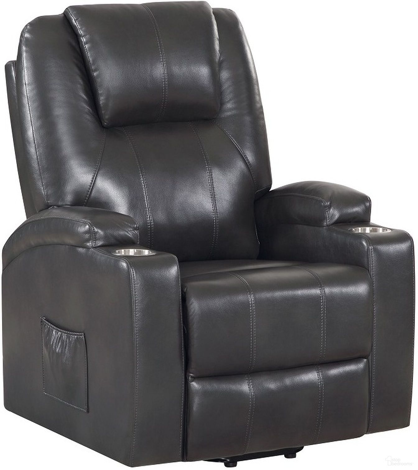 Evander Power Lift Recliner In Gunmetal Leather Aire