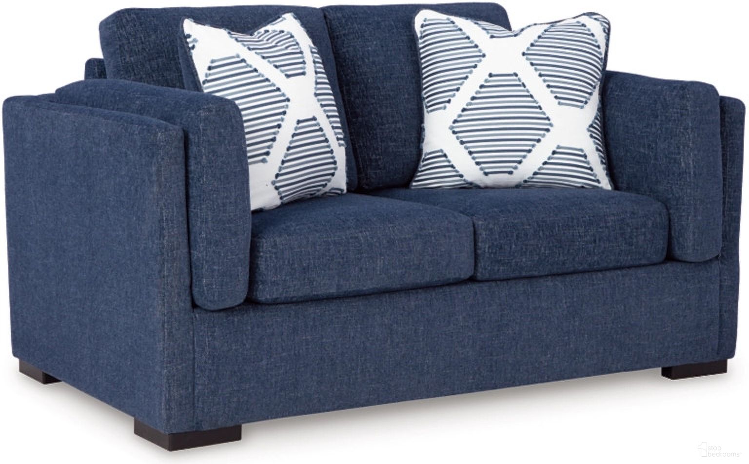 The appearance of Evansley Loveseat In Navy designed by Signature Design by Ashley in the modern / contemporary interior design. This navy piece of furniture  was selected by 1StopBedrooms from Evansley Collection to add a touch of cosiness and style into your home. Sku: 5450235. Material: Fabric.