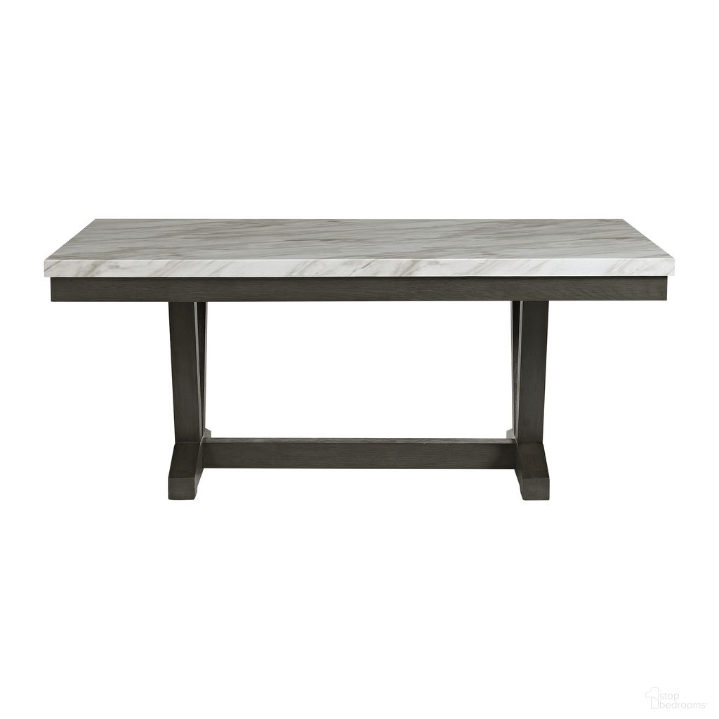The appearance of Eve Dining Table with Faux Marble Top In Charcoal and White designed by Picket House in the modern / contemporary interior design. This charcoal and white piece of furniture was selected by 1StopBedrooms from Eve Collection to add a touch of cosiness and style into your home. Sku: D-4930-7-DT. Table Base Style: Trestle. Table Top Shape: Rectangular. Material: Paper. Size: 42" x 72".