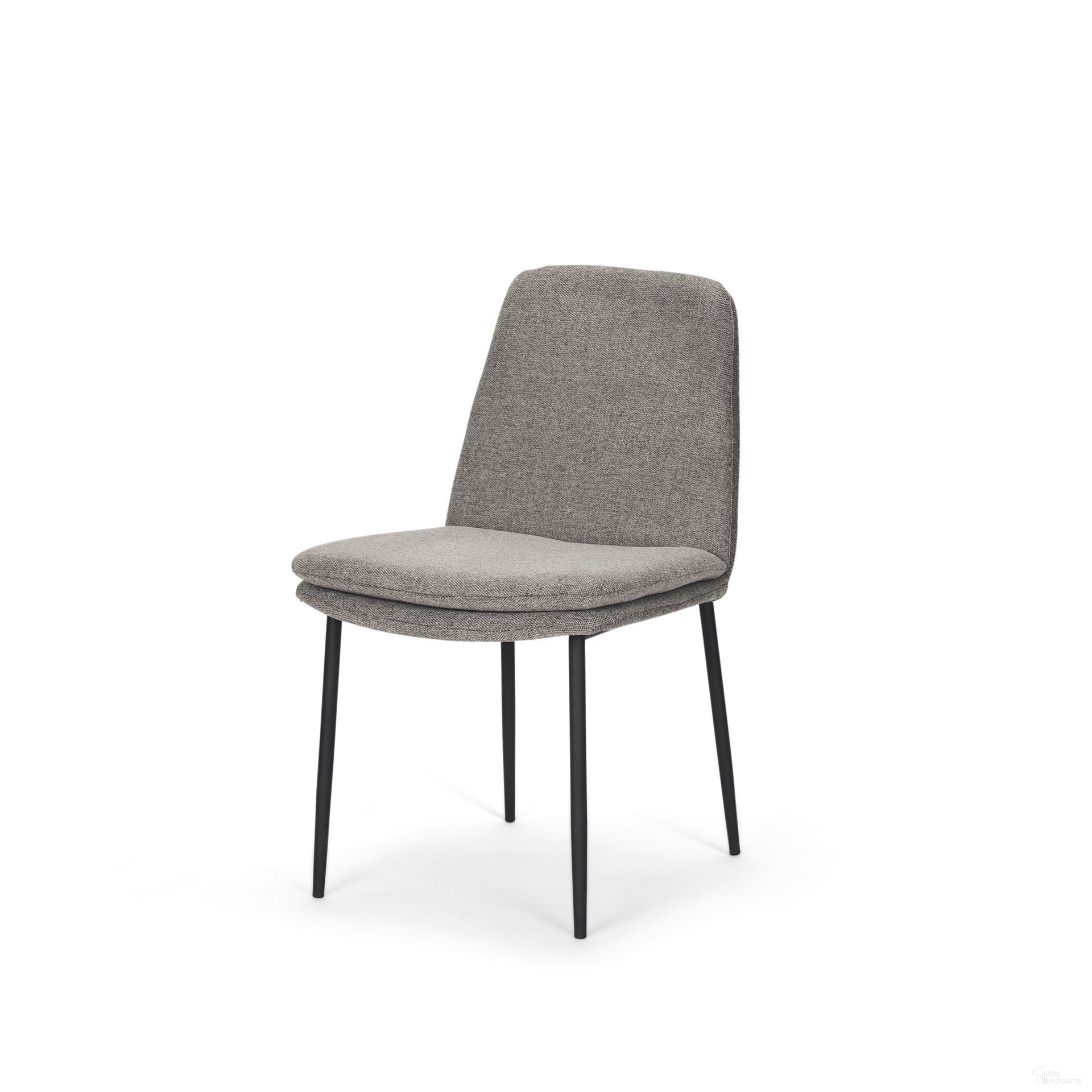 Eve Matte Black Metal Dining Chair Set Of 2 In Gray Fabric