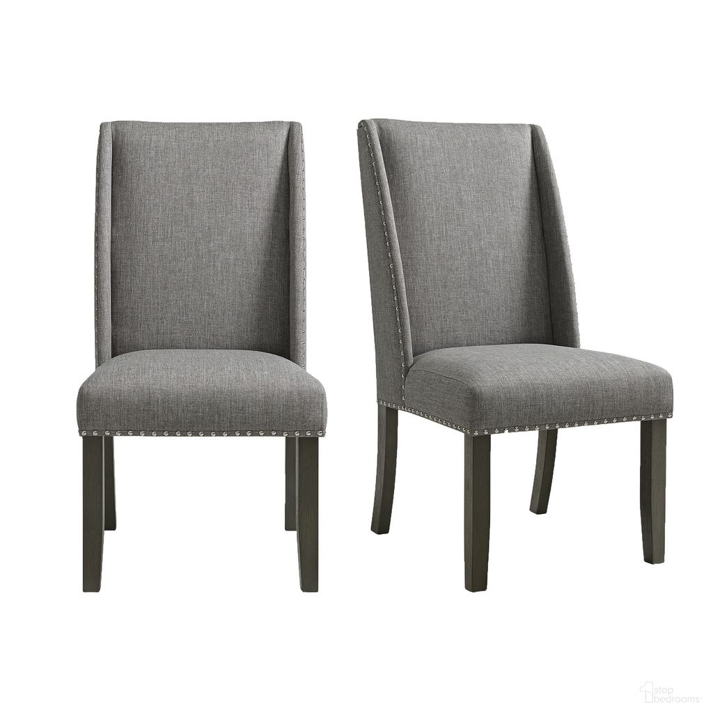 The appearance of Eve Side Chair with Fabric and Nail Heads Set of 2 In Grey and Charcoal designed by Picket House in the modern / contemporary interior design. This grey/charcoal piece of furniture was selected by 1StopBedrooms from Eve Collection to add a touch of cosiness and style into your home. Sku: D-4930-7-SC. Material: Polyester. Chair Type: Side Chair.