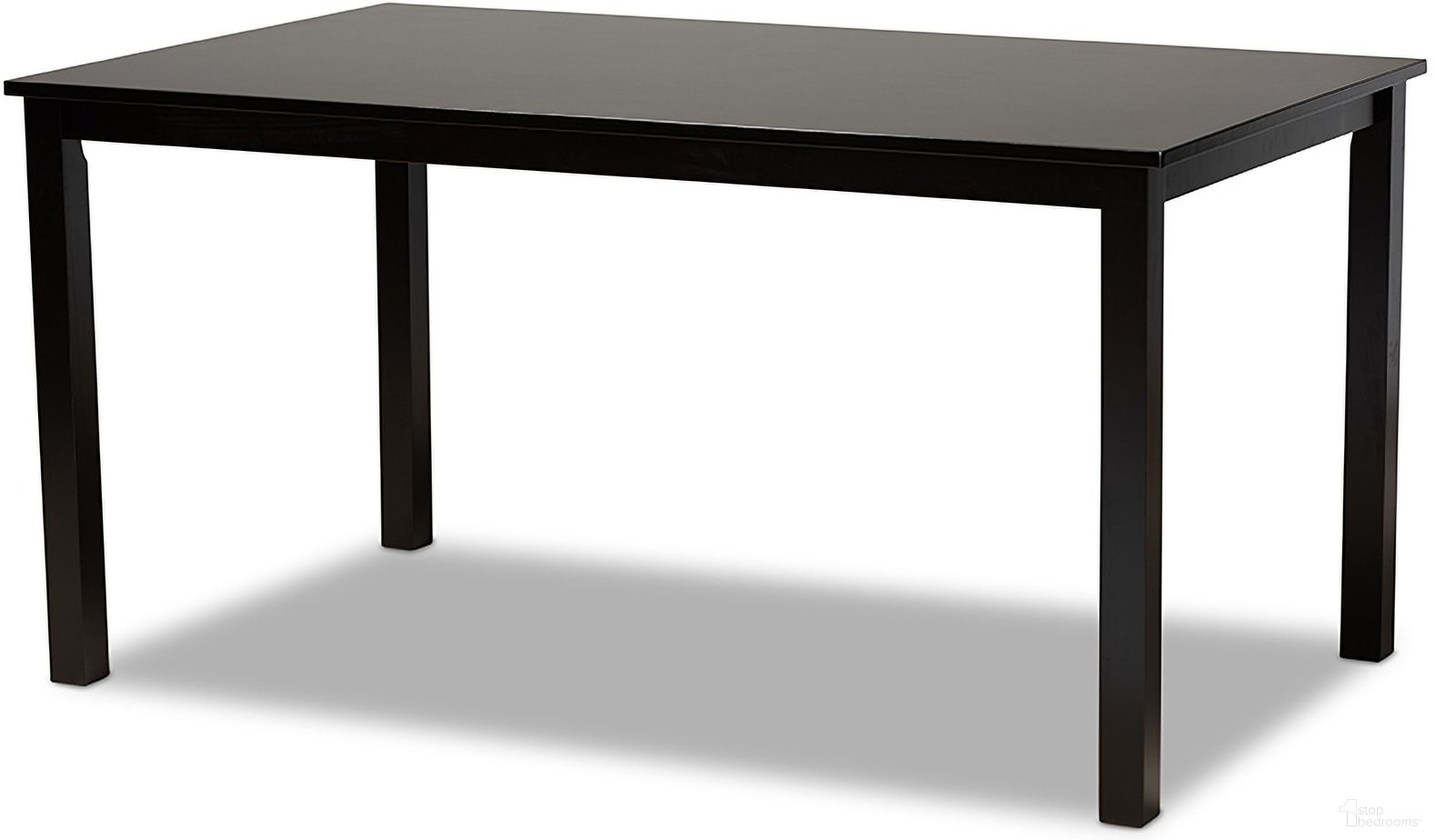 The appearance of Eveline Modern And Contemporary Espresso Brown Finished Rectangular Wood Dining Table designed by Baxton Studio in the modern / contemporary interior design. This espresso piece of furniture  was selected by 1StopBedrooms from Eveline Collection to add a touch of cosiness and style into your home. Sku: RH7008T-Dark Brown-DT. Table Base Style: Legs. Material: MDF. Table Top Shape: Rectangular. Size: 35" x 59".