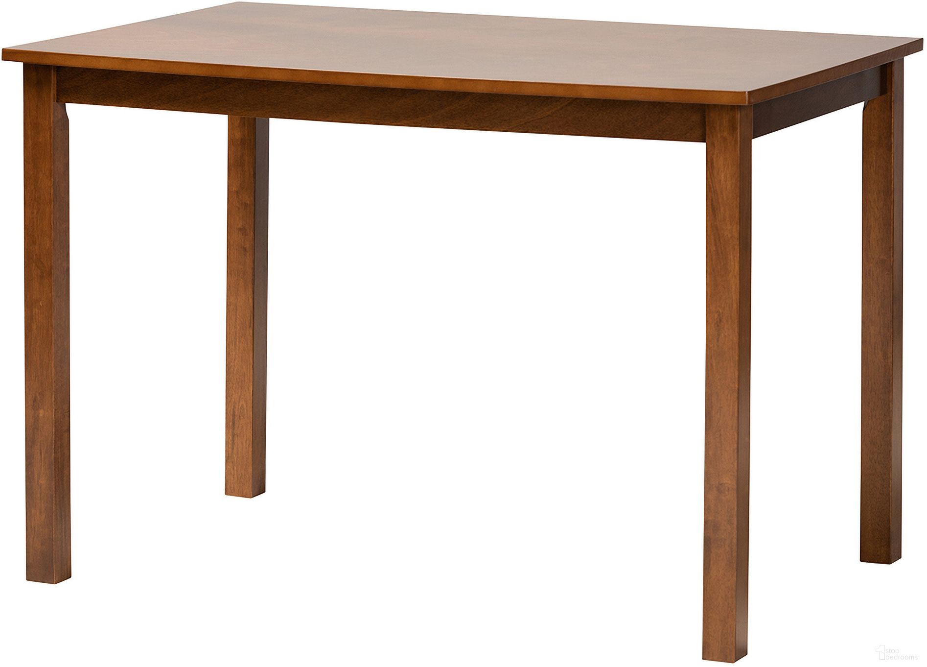 The appearance of Eveline Wood 43 Inch Dining Table In Walnut Brown designed by Baxton Studio in the modern / contemporary interior design. This walnut brown piece of furniture  was selected by 1StopBedrooms from Eveline Collection to add a touch of cosiness and style into your home. Sku: RH7006-Walnut Brown-DT. Table Base Style: Legs. Material: MDF. Table Top Shape: Rectangular. Size: 28" x 43".