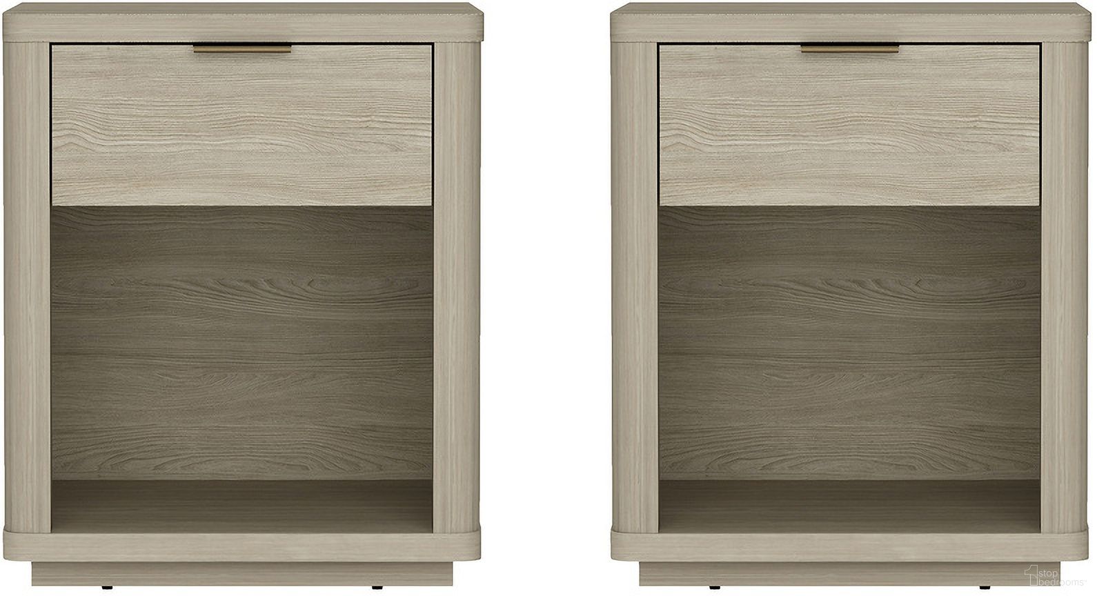 The appearance of Evelyn 1-Drawer Nightstand Set of 2 In Natural designed by Manhattan Comfort in the modern / contemporary interior design. This natural piece of furniture was selected by 1StopBedrooms from Evelyn Collection to add a touch of cosiness and style into your home. Sku: NS011-NA;NS011-NA. Material: MDF.