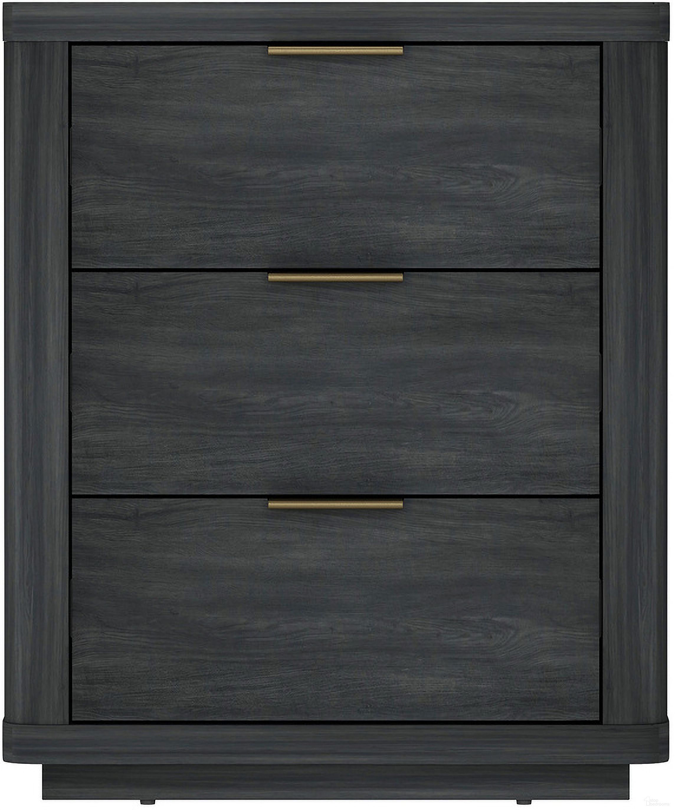 Evelyn 3-Drawer Nightstand In Charcoal Grey