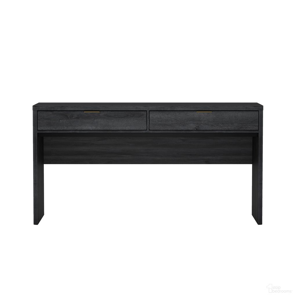 Evelyn 60 Inch 2-Drawer Writing Desk In Charcoal Gray