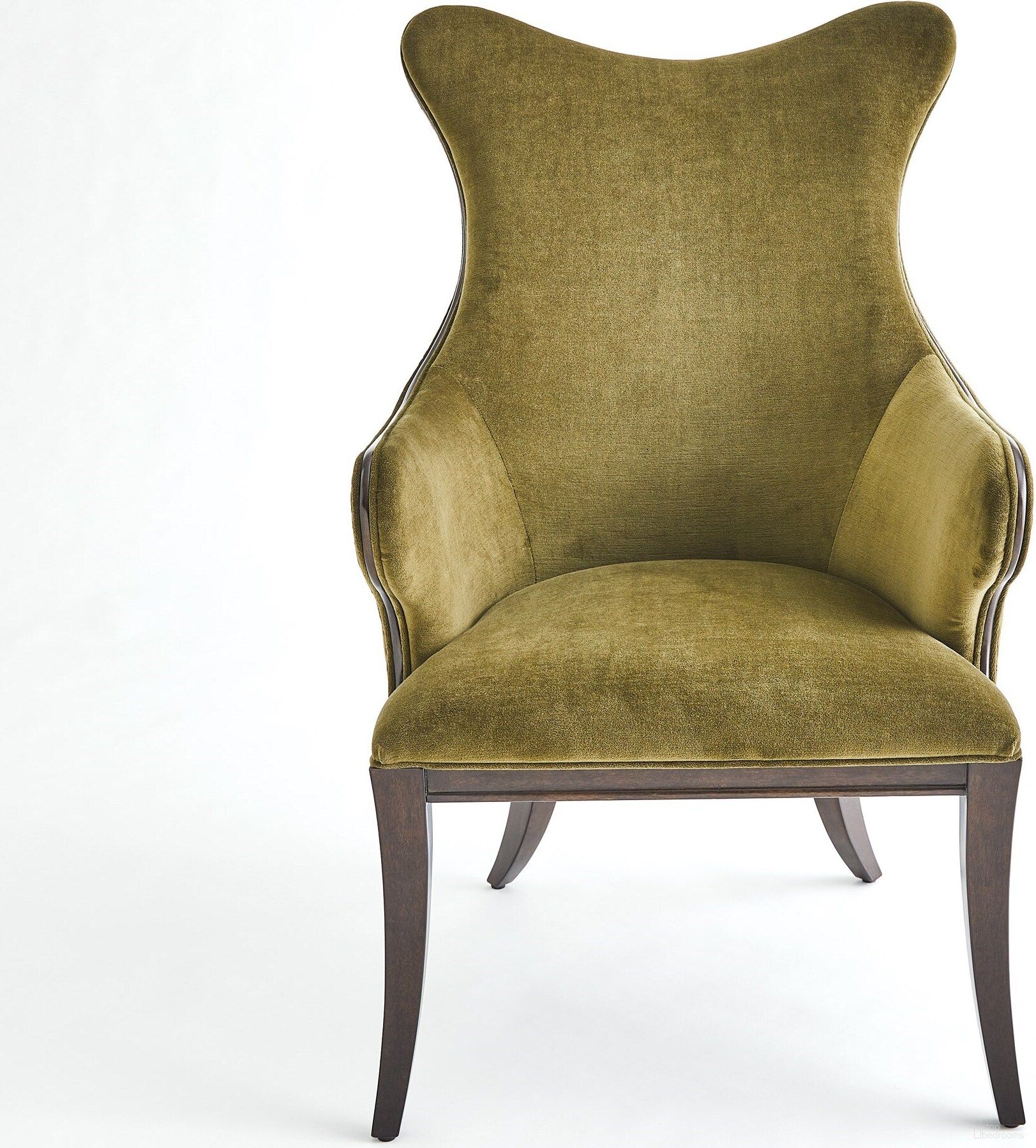 The appearance of Evelyn Chair In Moss Velvet designed by Global Views in the modern / contemporary interior design. This green piece of furniture  was selected by 1StopBedrooms from Evelyn Collection to add a touch of cosiness and style into your home. Sku: 2695. Material: Wood.